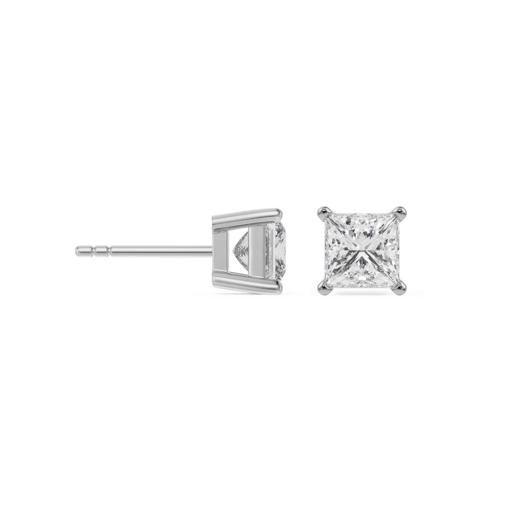 0.5 CT Timeless Princess Solitaire Studs Prospective View in 9KT