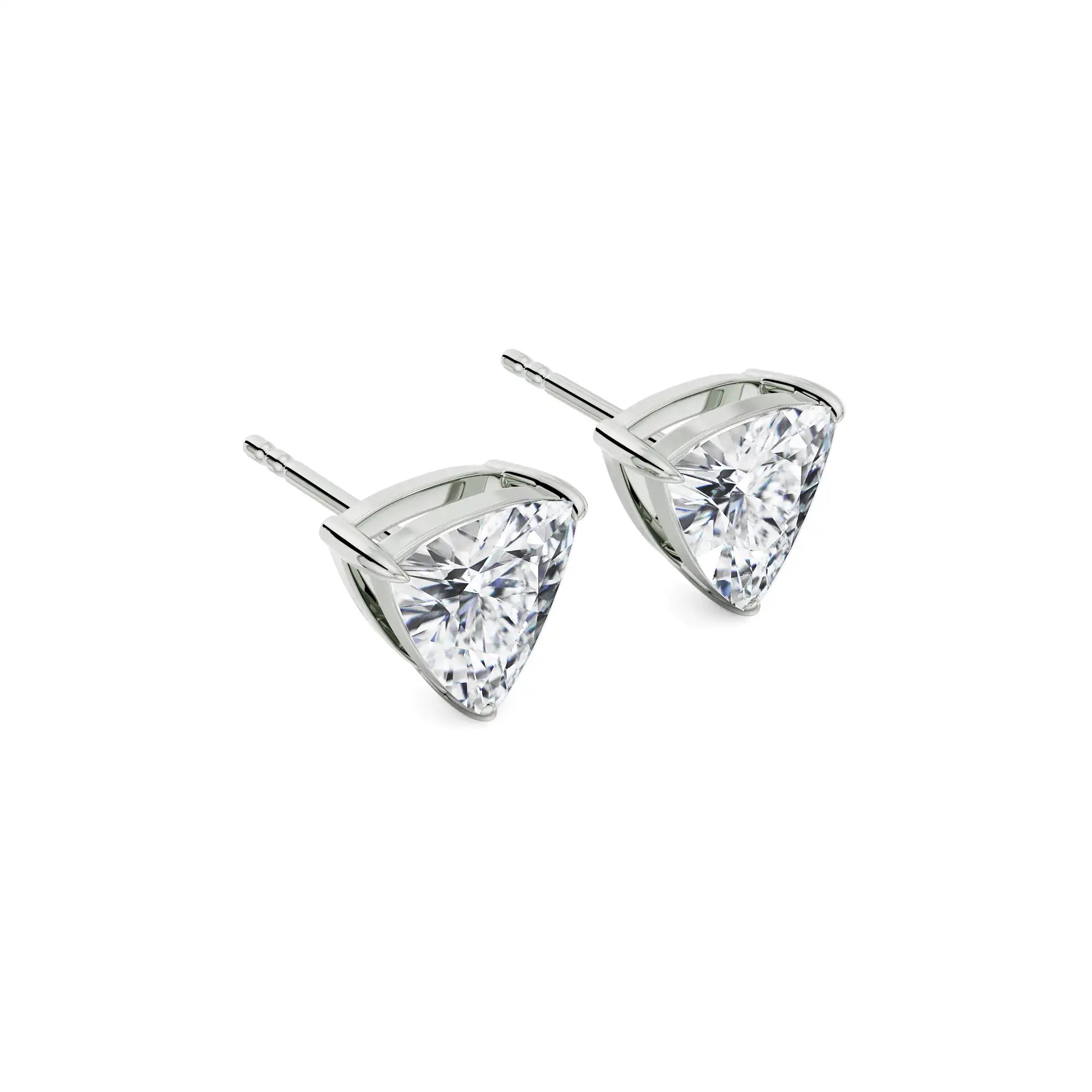 1 CT Trillion Diamond Studs Side View