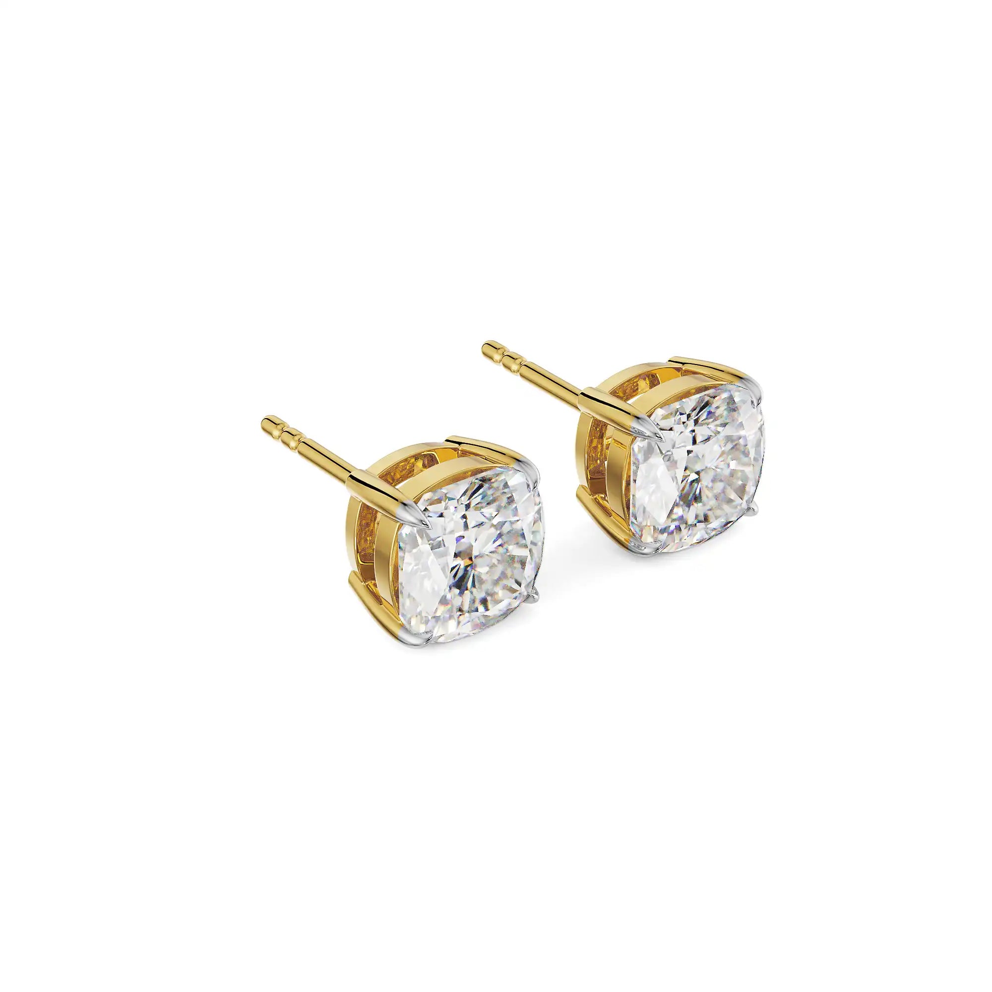 1 CT Cushion Diamond Studs Side View