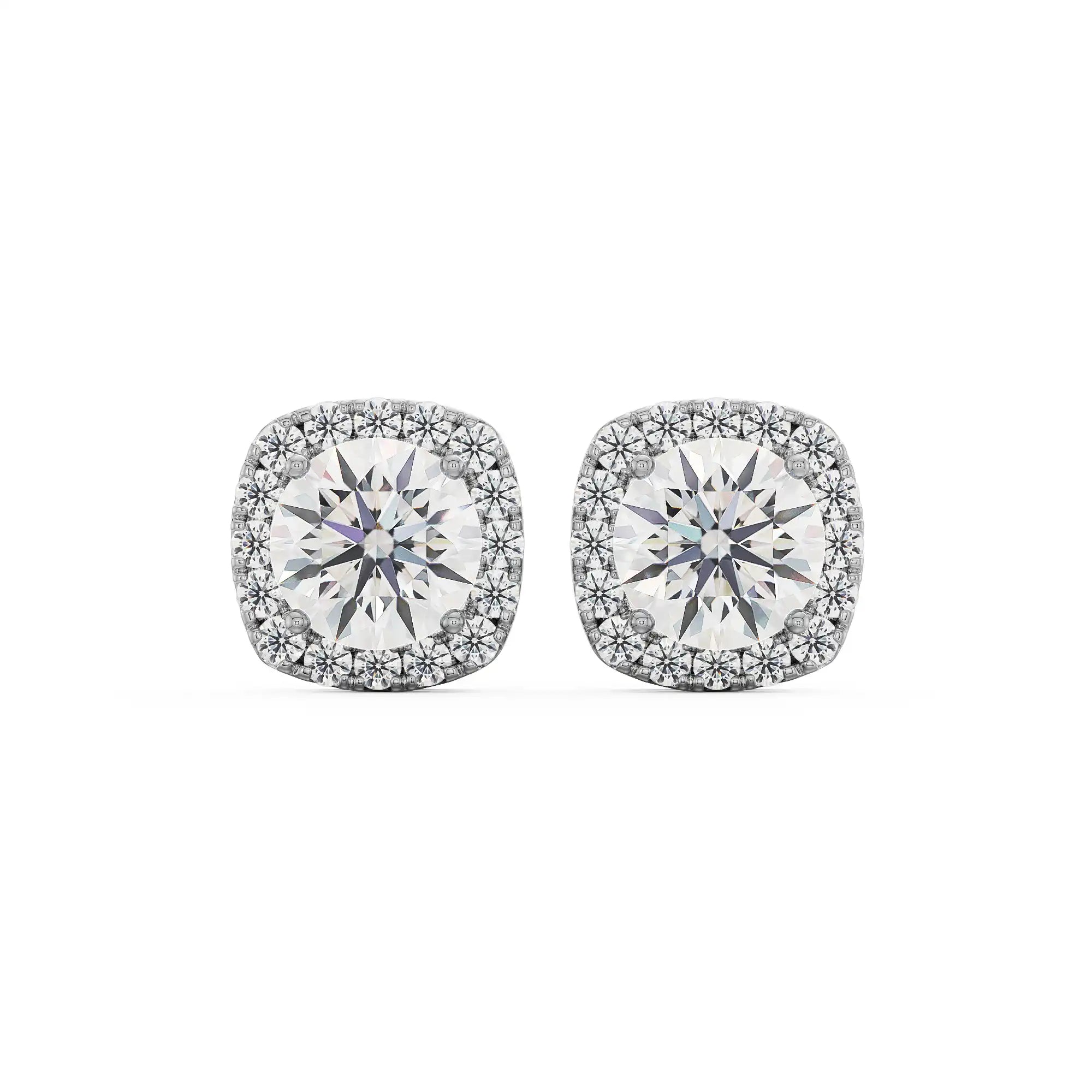 Tisha Halo Round Diamond Studs Front View