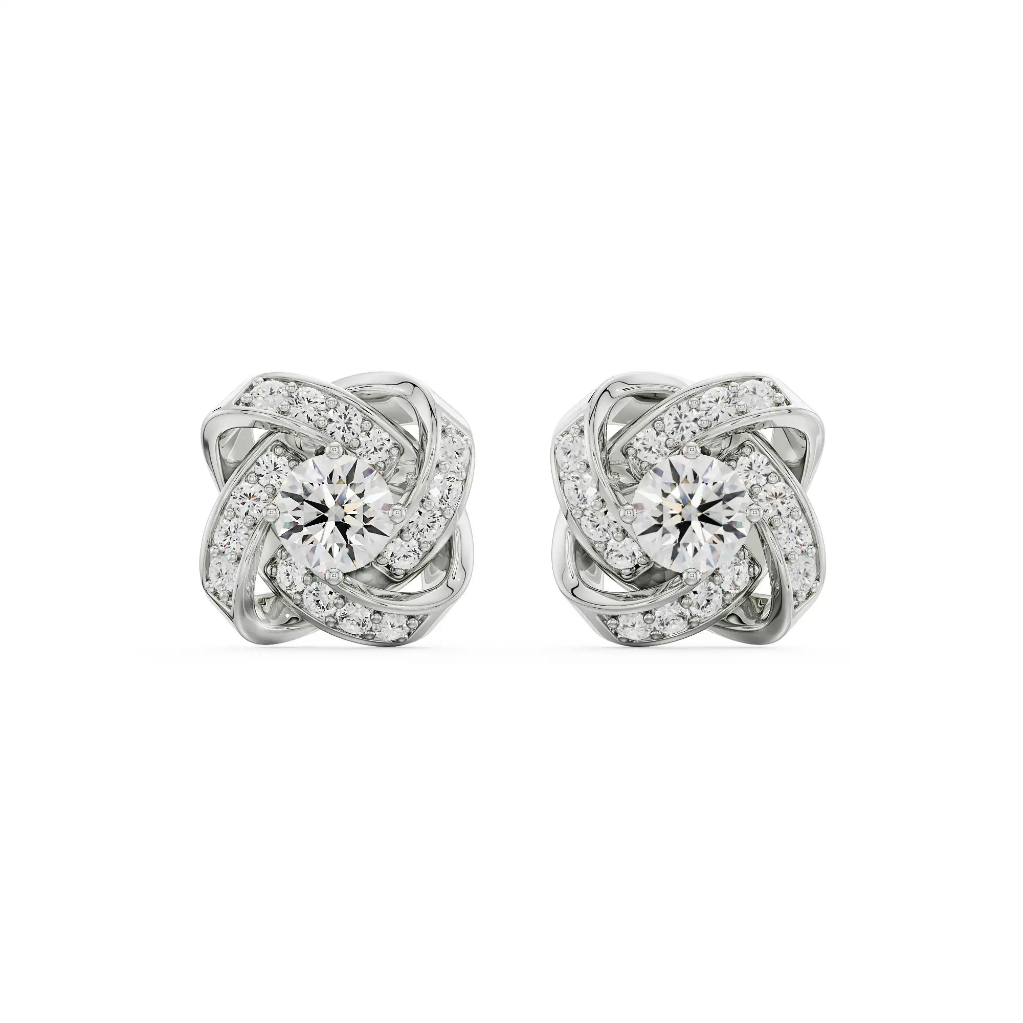 Twirl Sparkle Diamond Studs Front View