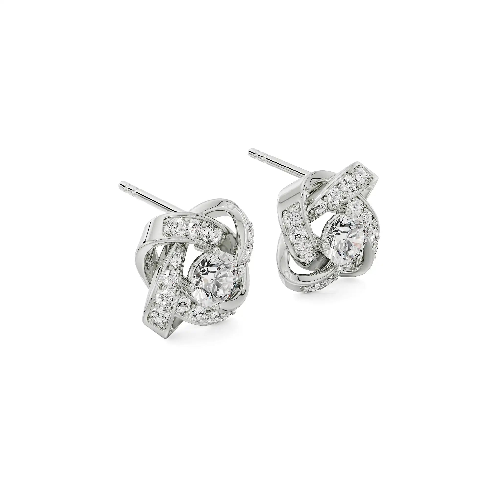 Twirl Sparkle Diamond Studs Side View