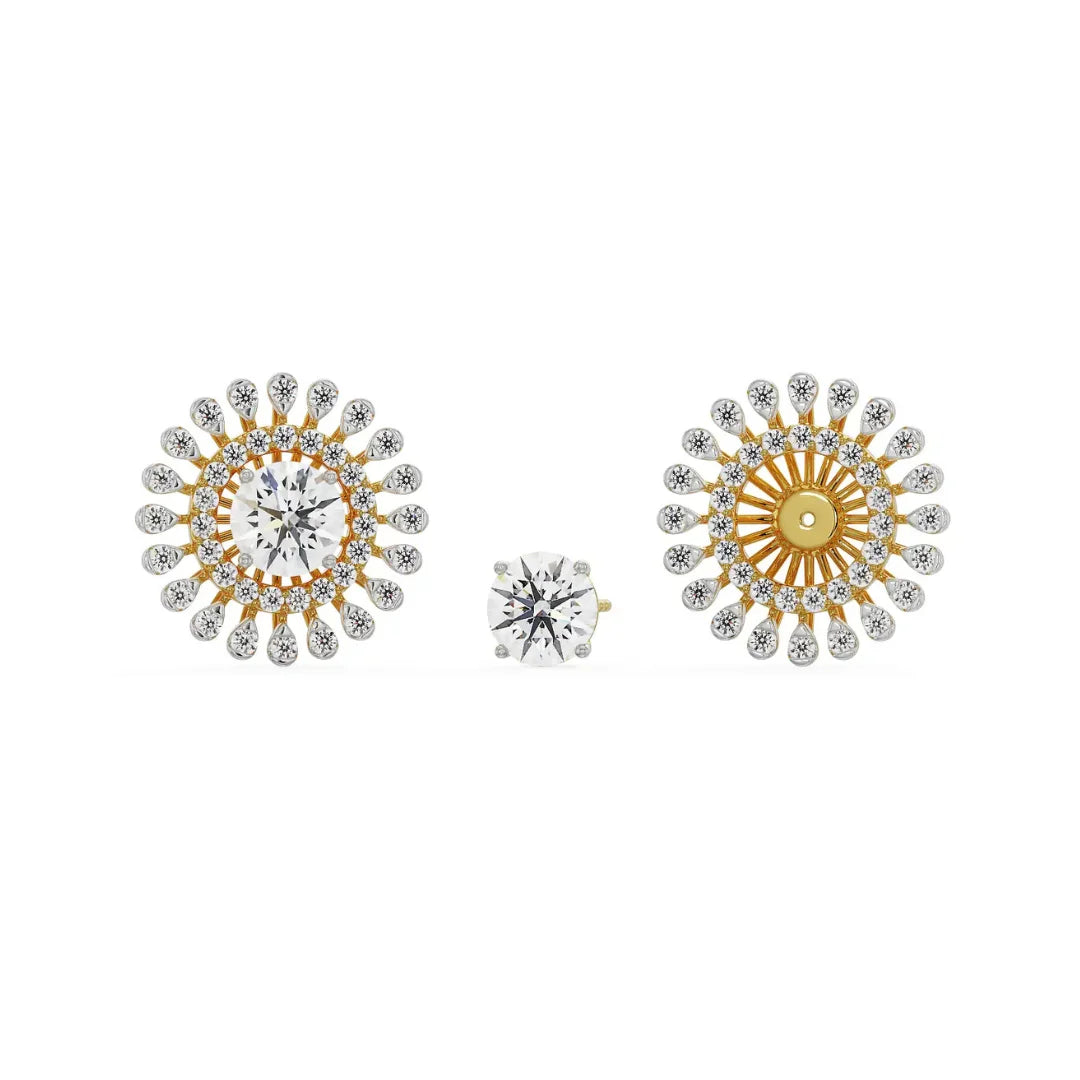 0.25 CT Sunflower Detachable Lab Diamond Studs - front view