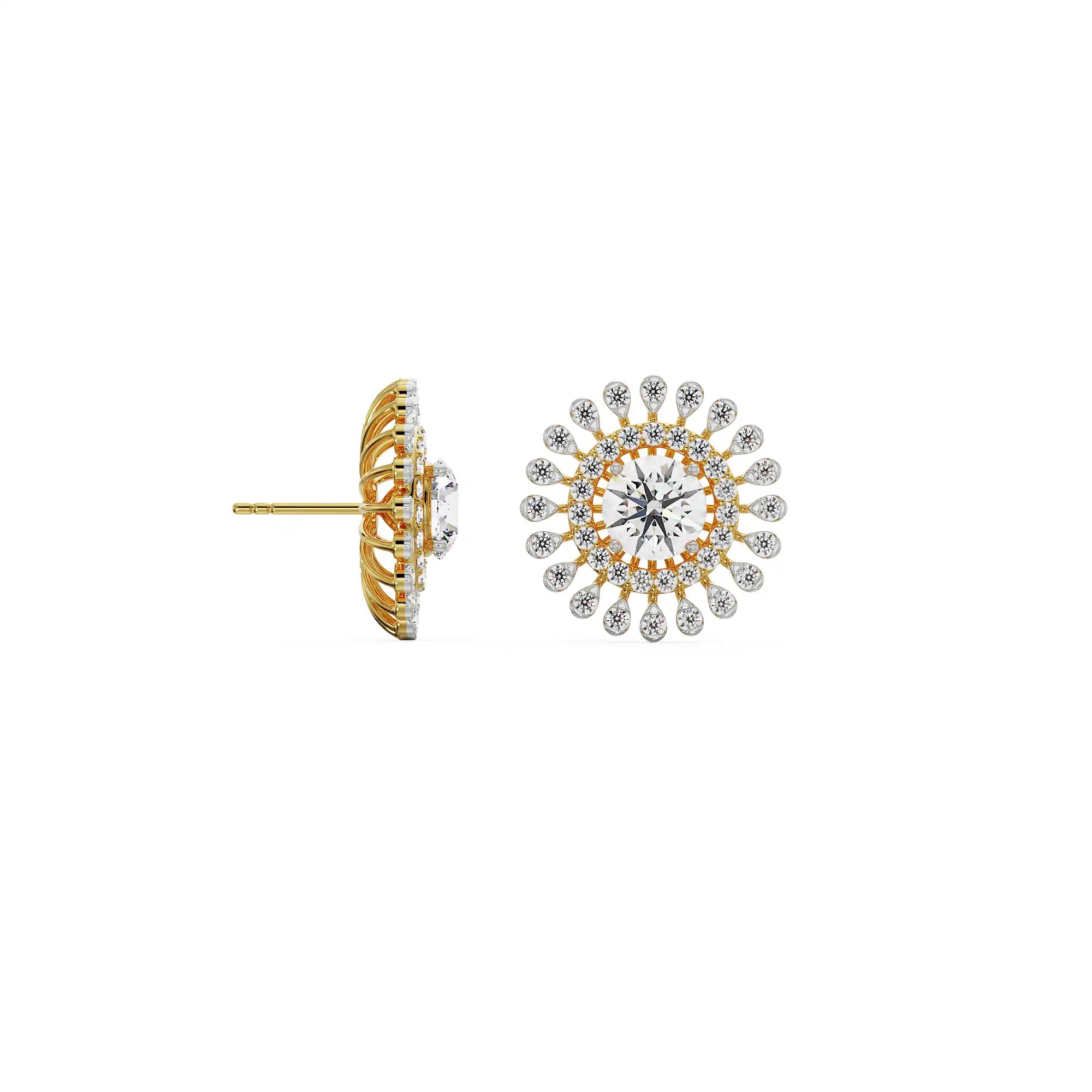0.5 CT Sunflower Detachable Diamond Studs Prospective View