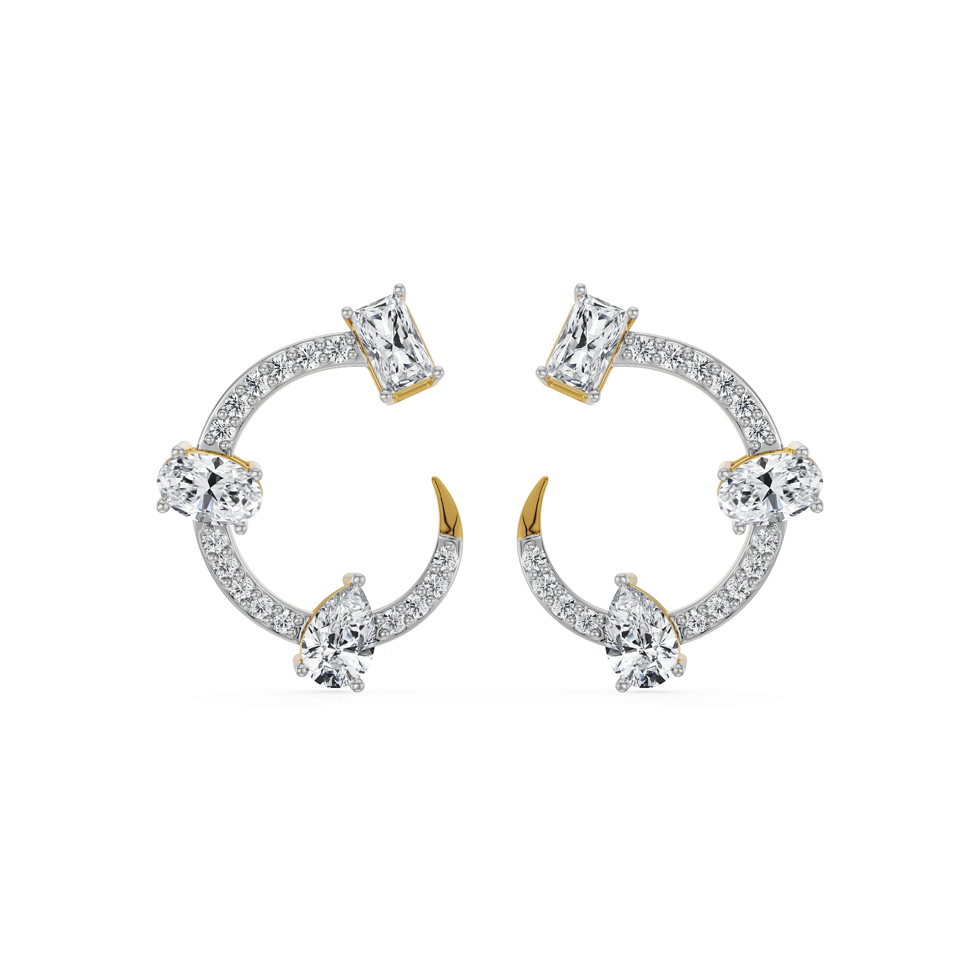 Fiery Festive Diamond Studs Front View