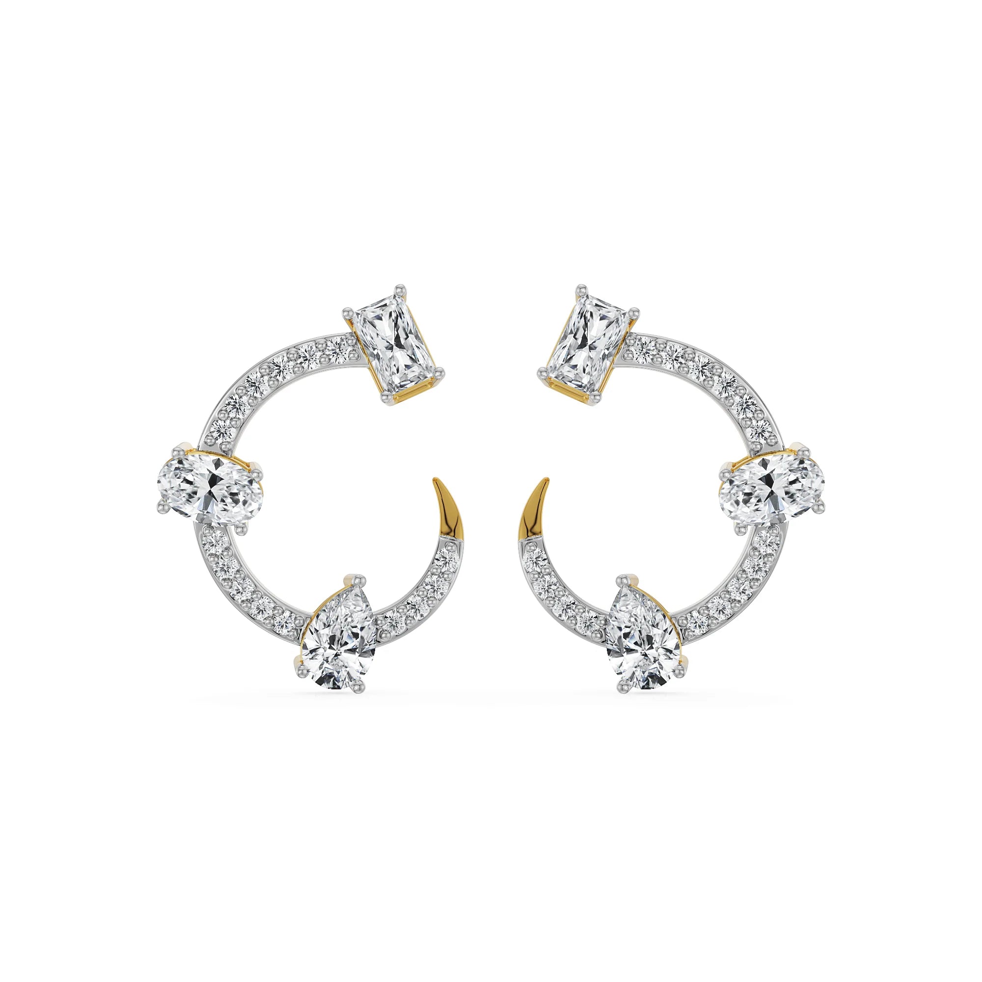 Fiery Festive Diamond Studs Front View in 9KT