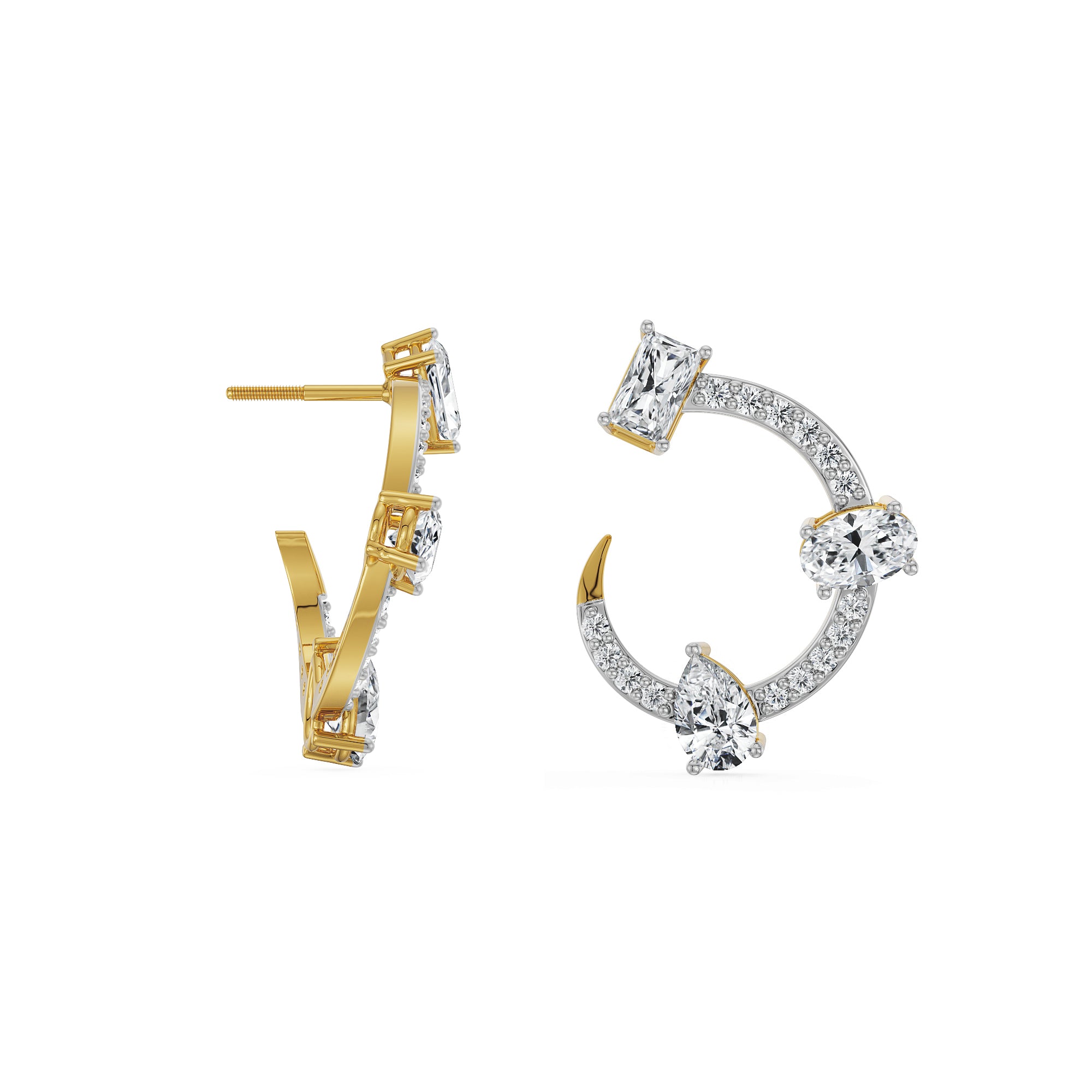 Trio Solitaire Diamond Hoop Left View