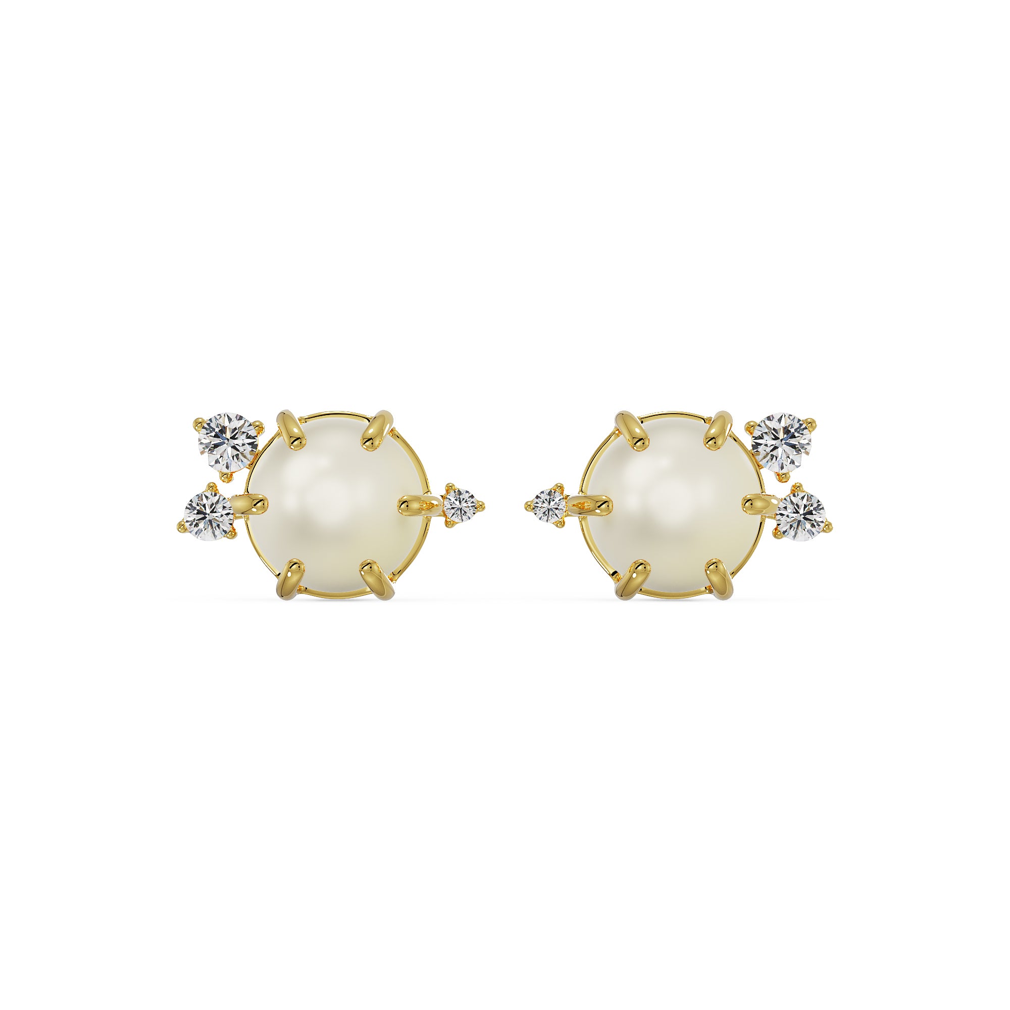 Pearly Diamond Studs Front View