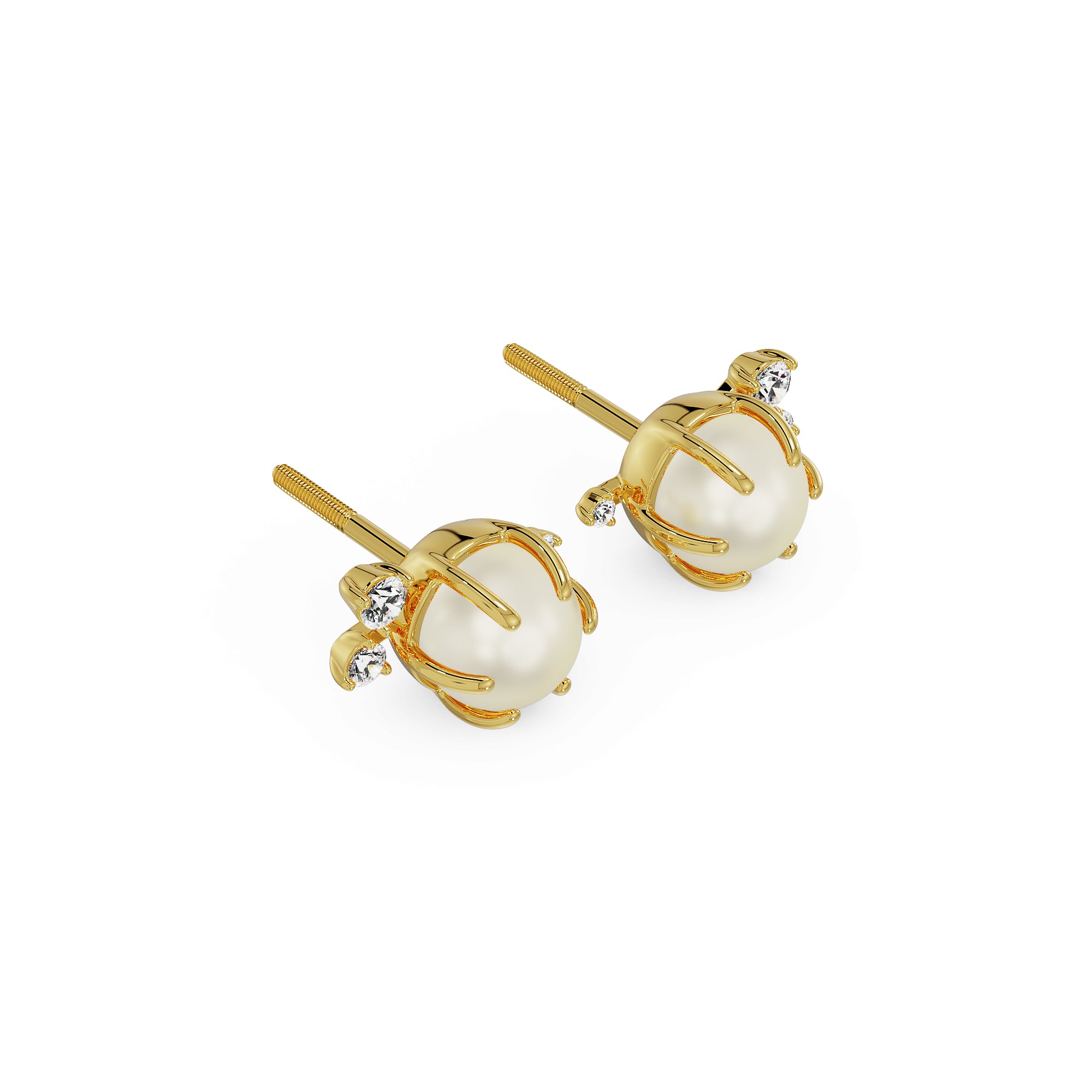 Pearly Diamond Studs Right View