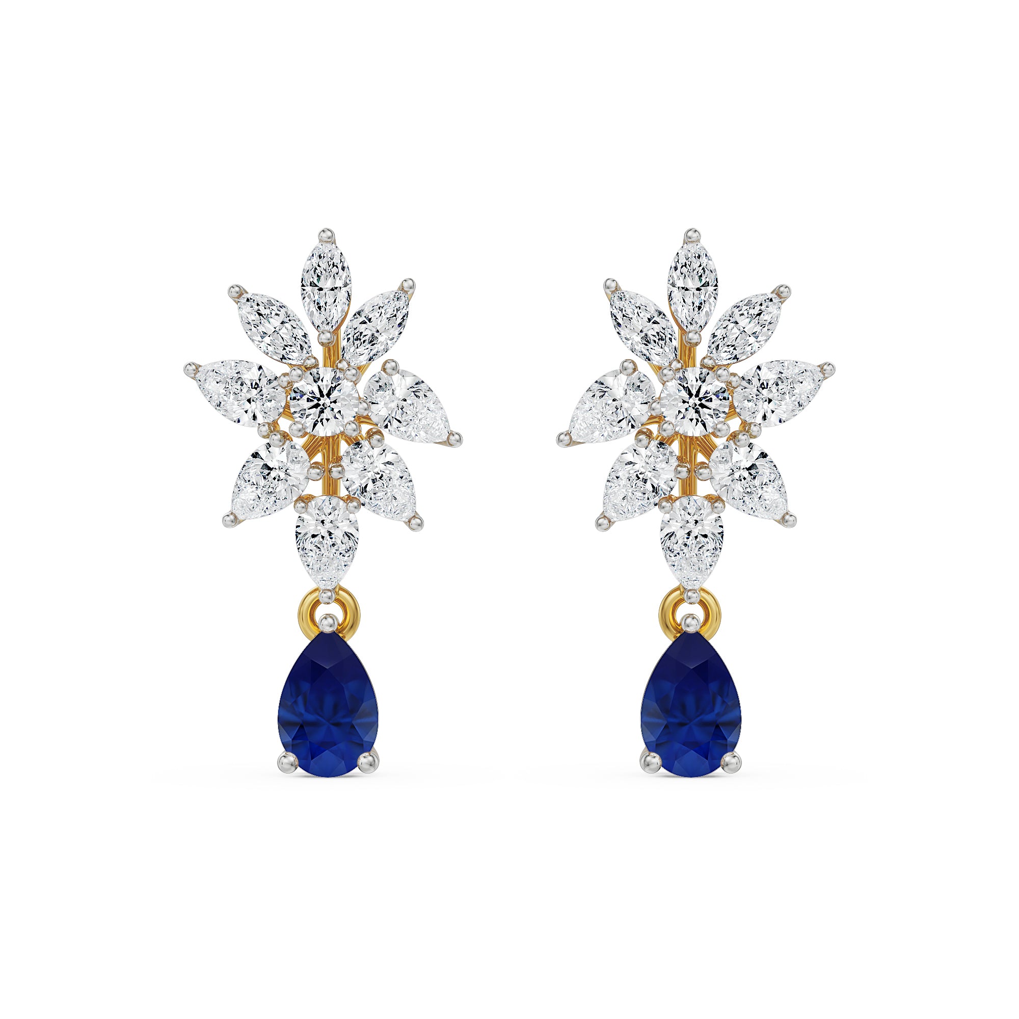 Beautiful Blue Diamond Drops Front View