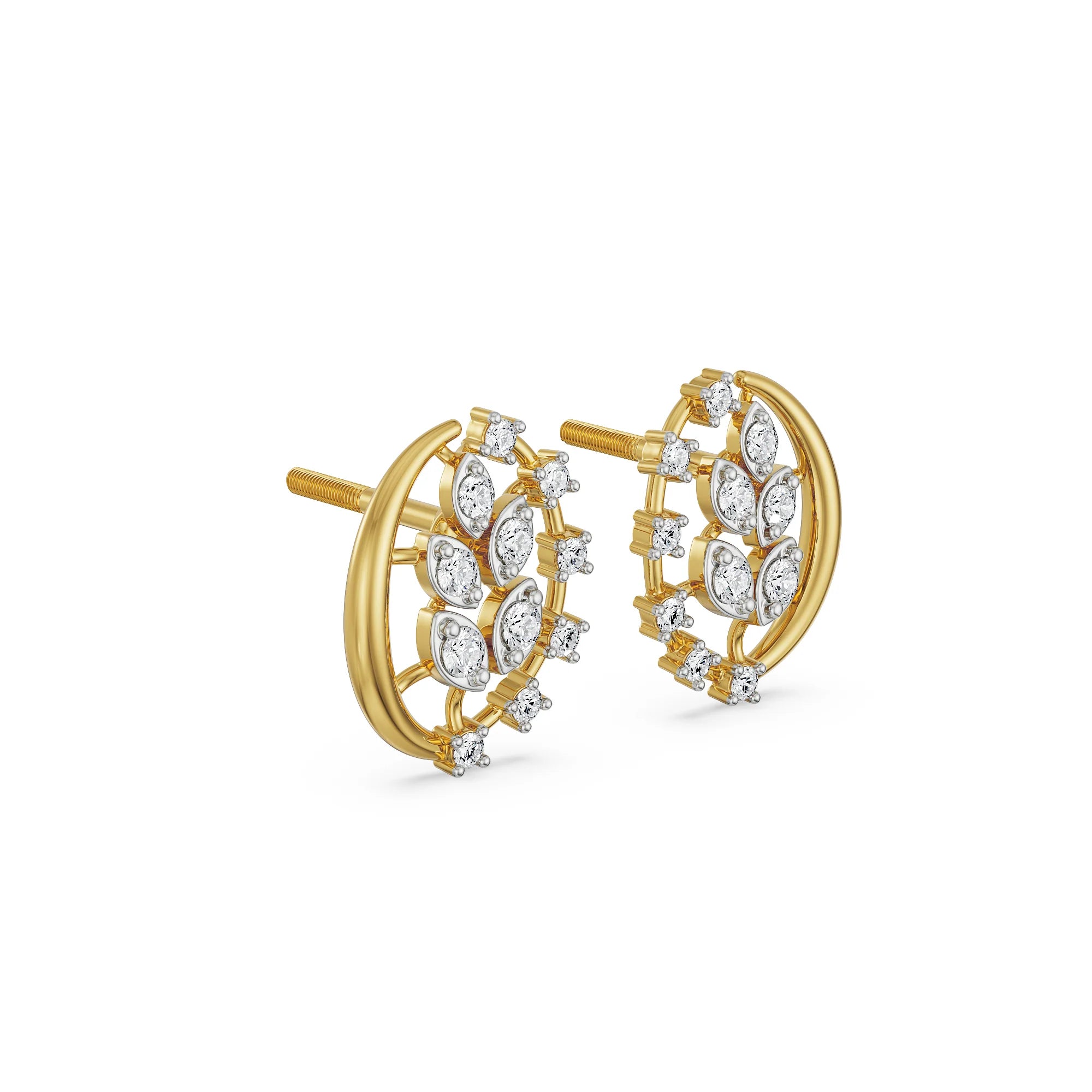 Leafy Lab Grown Diamond Studs_in-stock