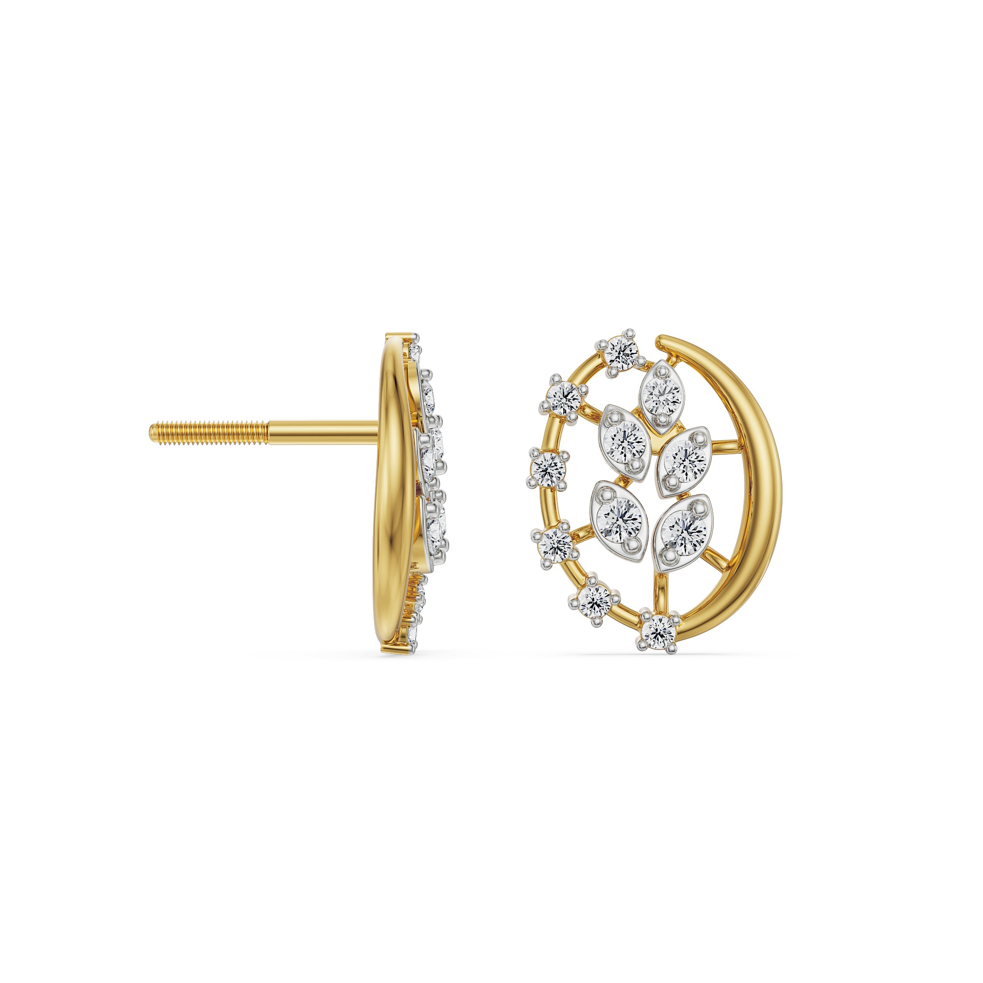 Leafy Diamond Studs Left view