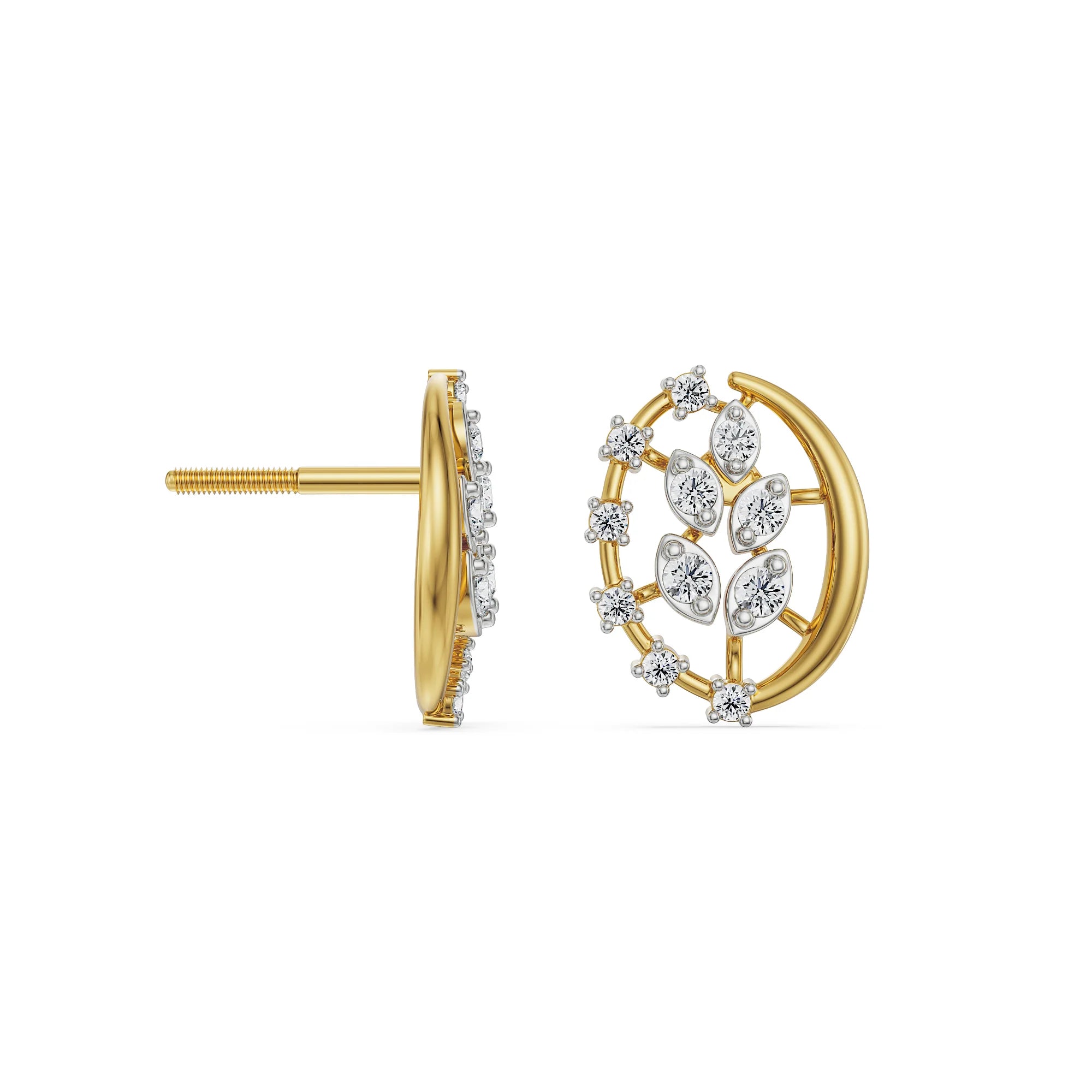 Leafy Lab Grown Diamond Studs_in-stock