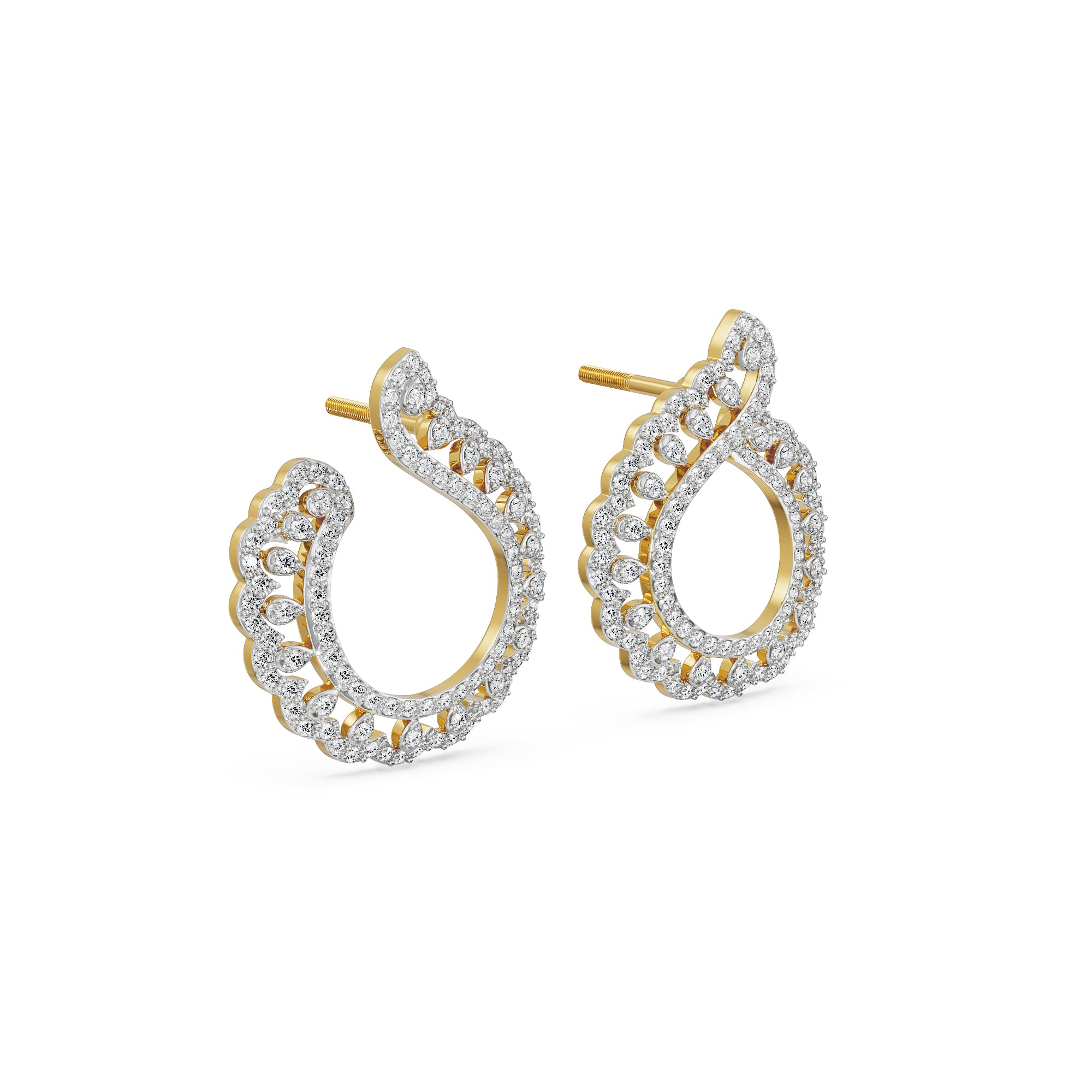 Feather Shaped Diamond Earrings Right Color