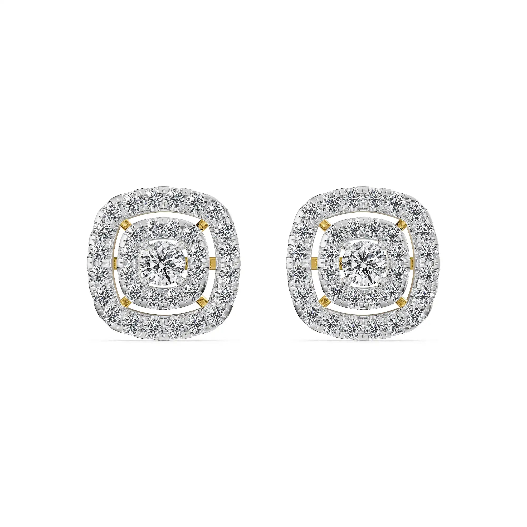 Classic Square Halo Lab Grown Diamond Stud Earrings