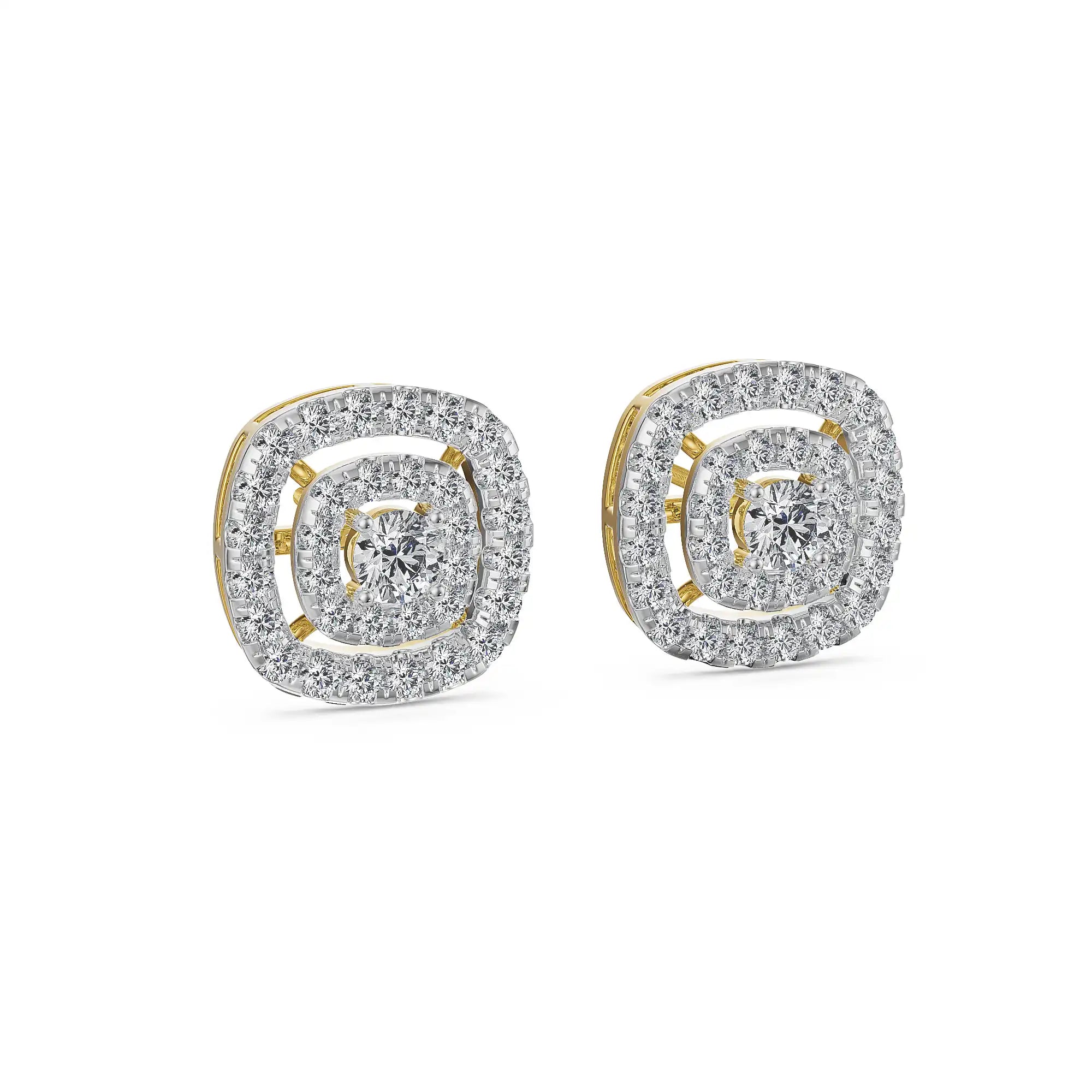 Classic Square Halo Lab Grown Diamond Stud Earrings