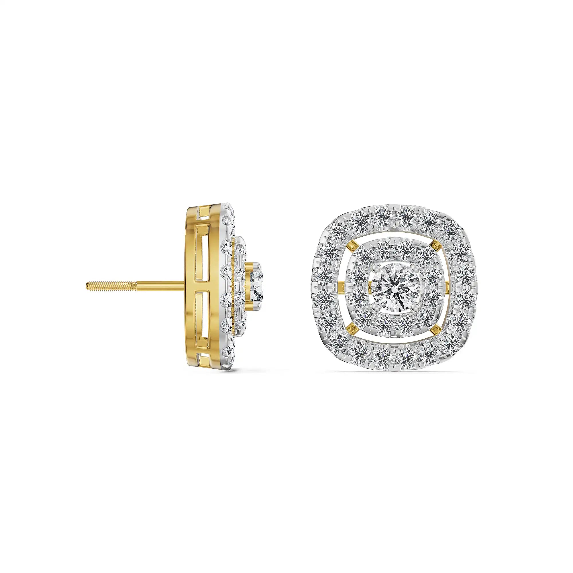 Classic Square Halo Lab Grown Diamond Stud Earrings