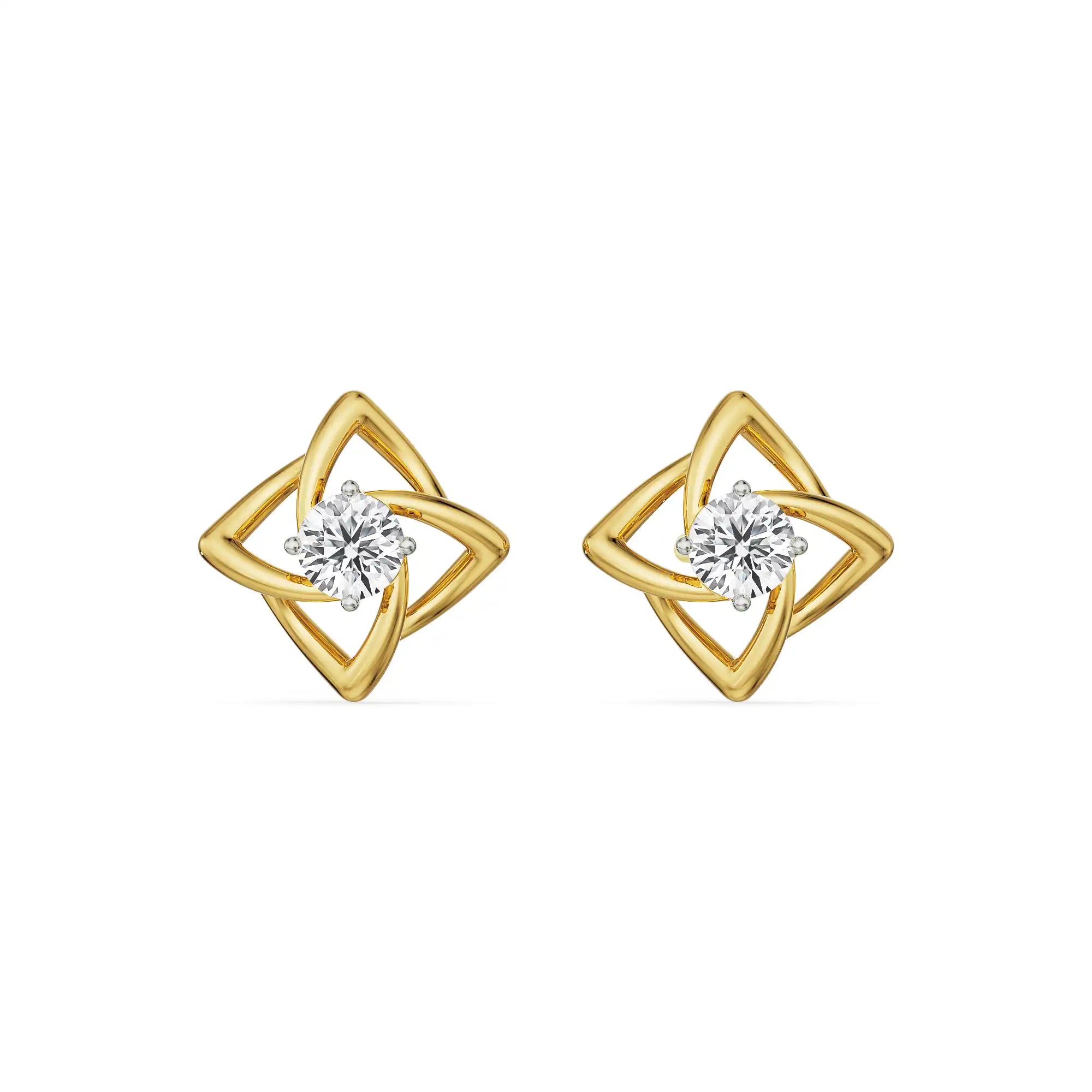 Raha Solitaire Diamond Studs Front view