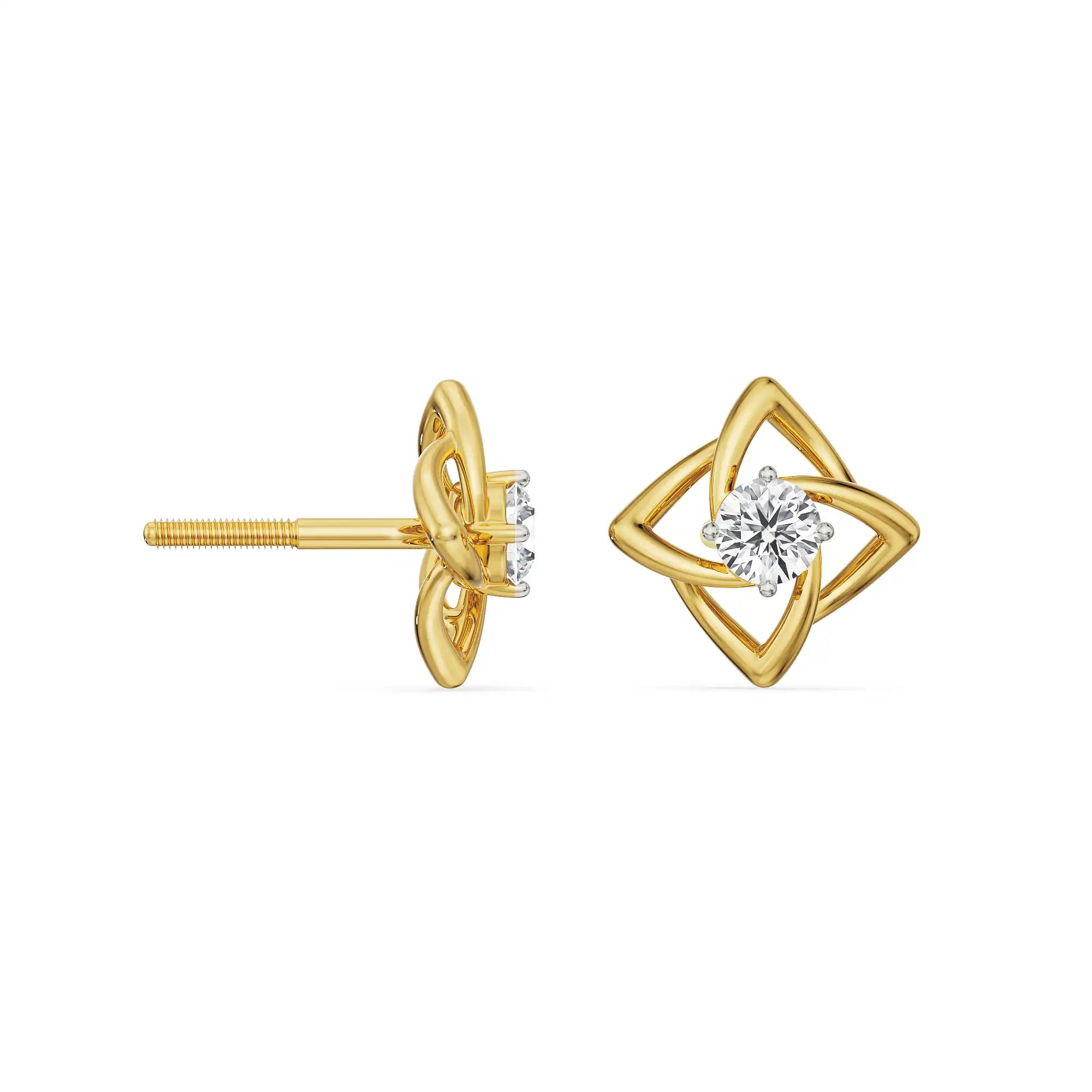 Raha Solitaire Diamond Studs Prospective View