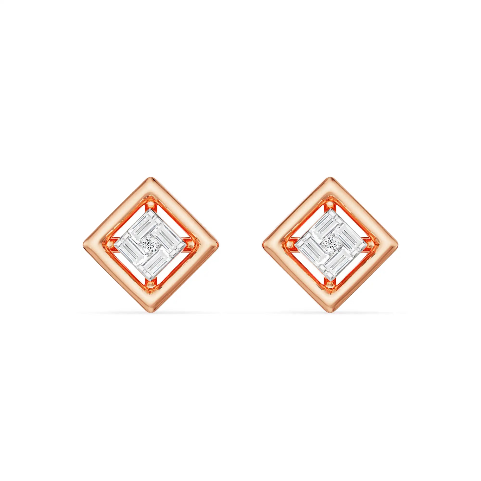 Geometric Allure Diamond Studs Front view