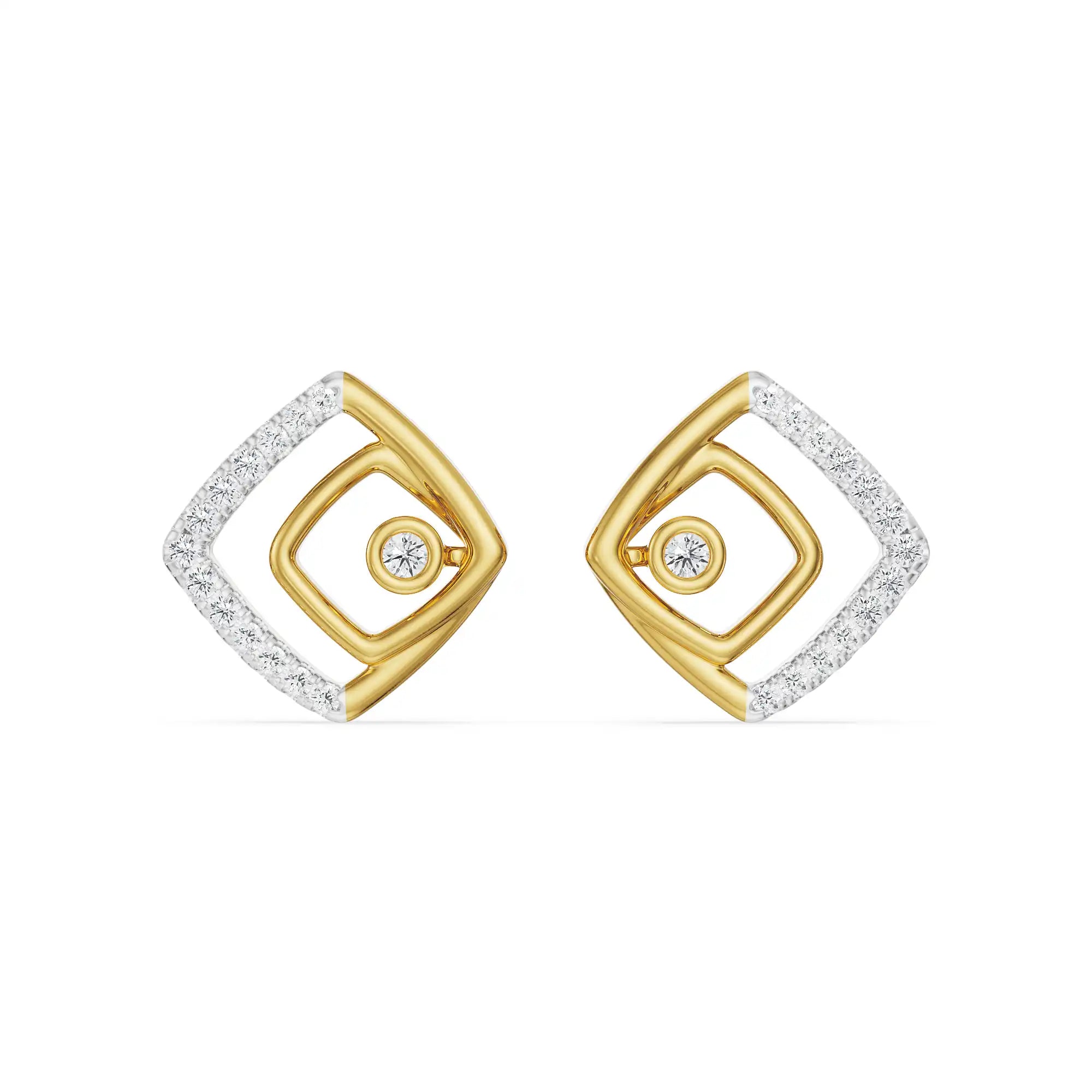 Glimmering Maze Diamond Earrings Front view