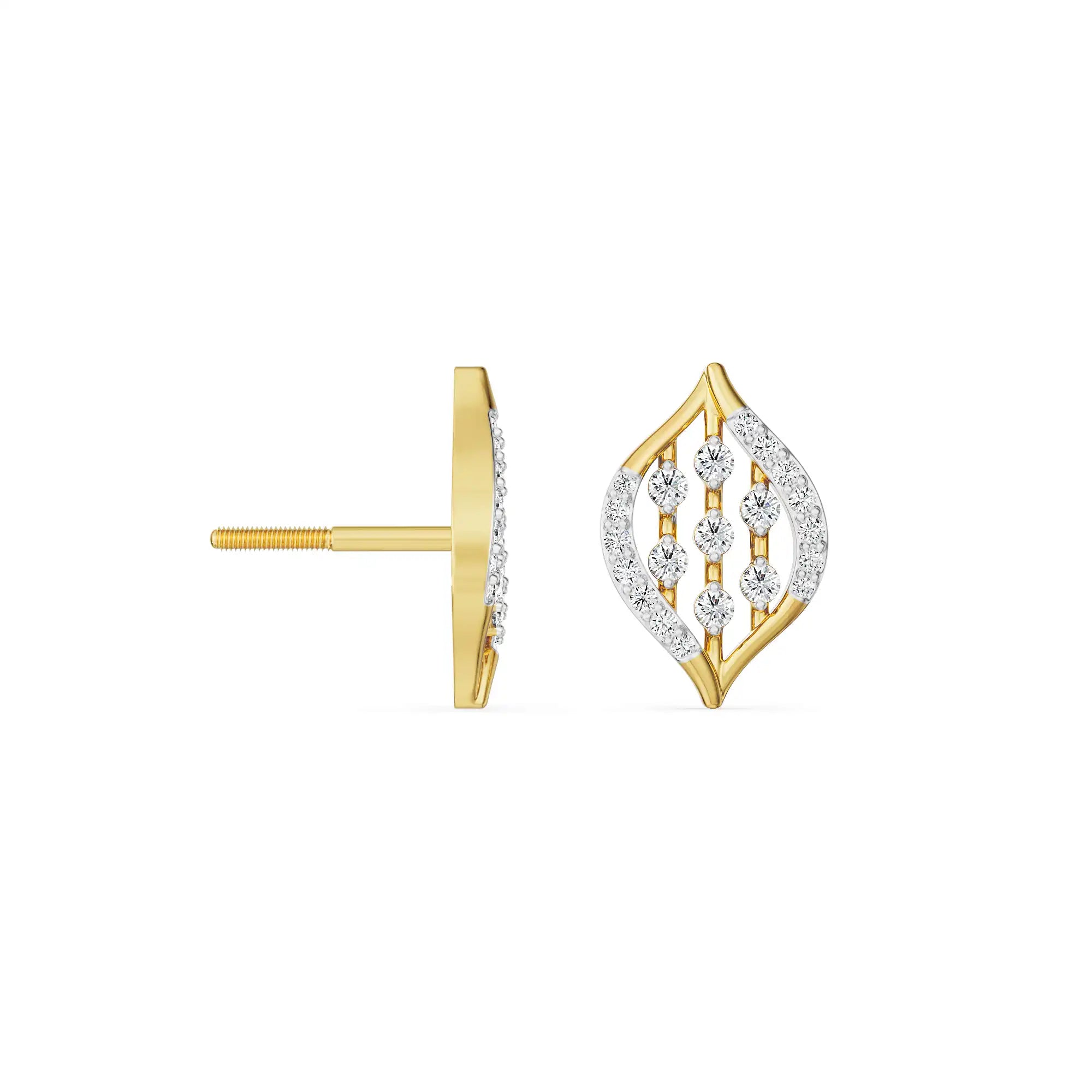 Parallel Stroke Diamond Earrings left view