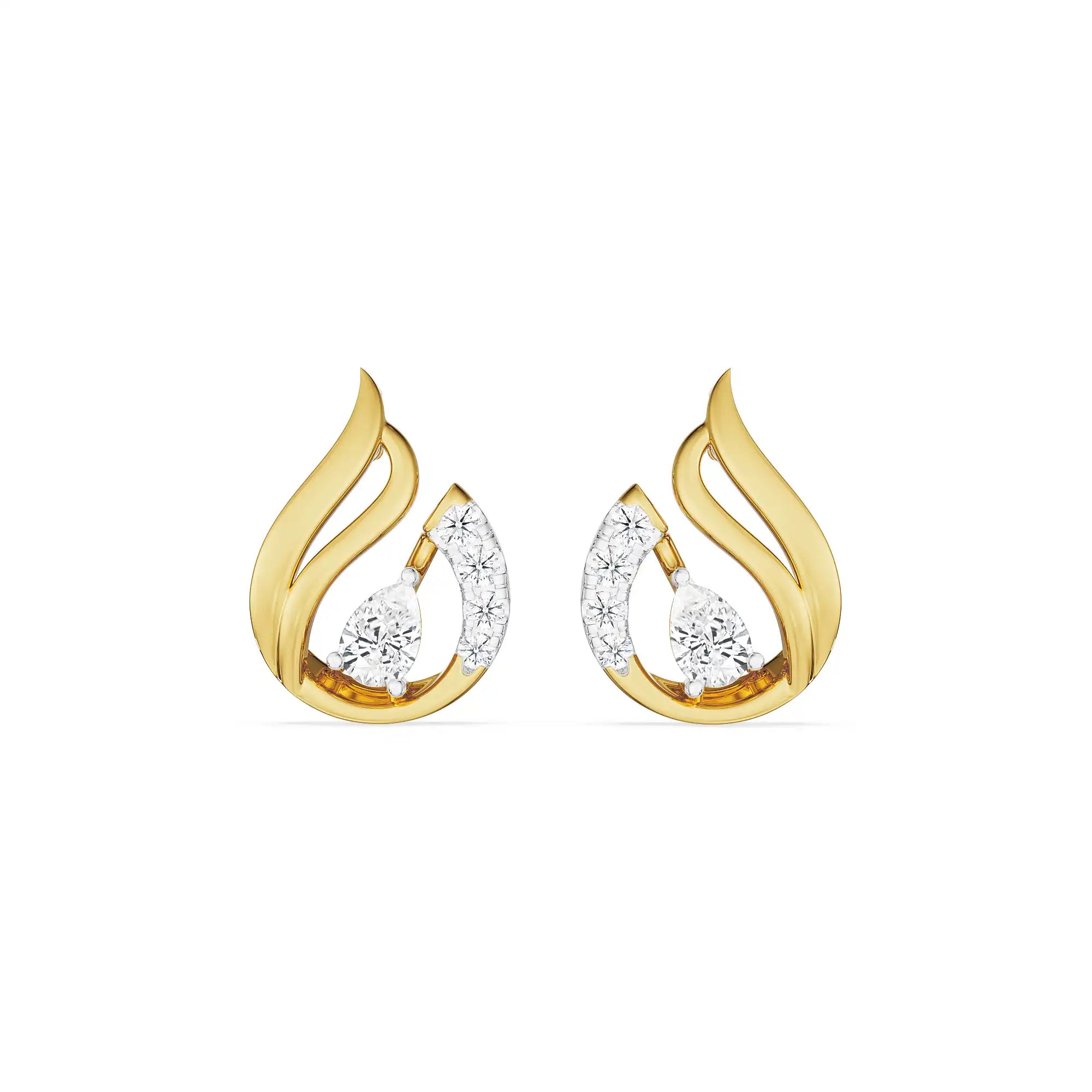 Pear Swan Diamond Studs front view