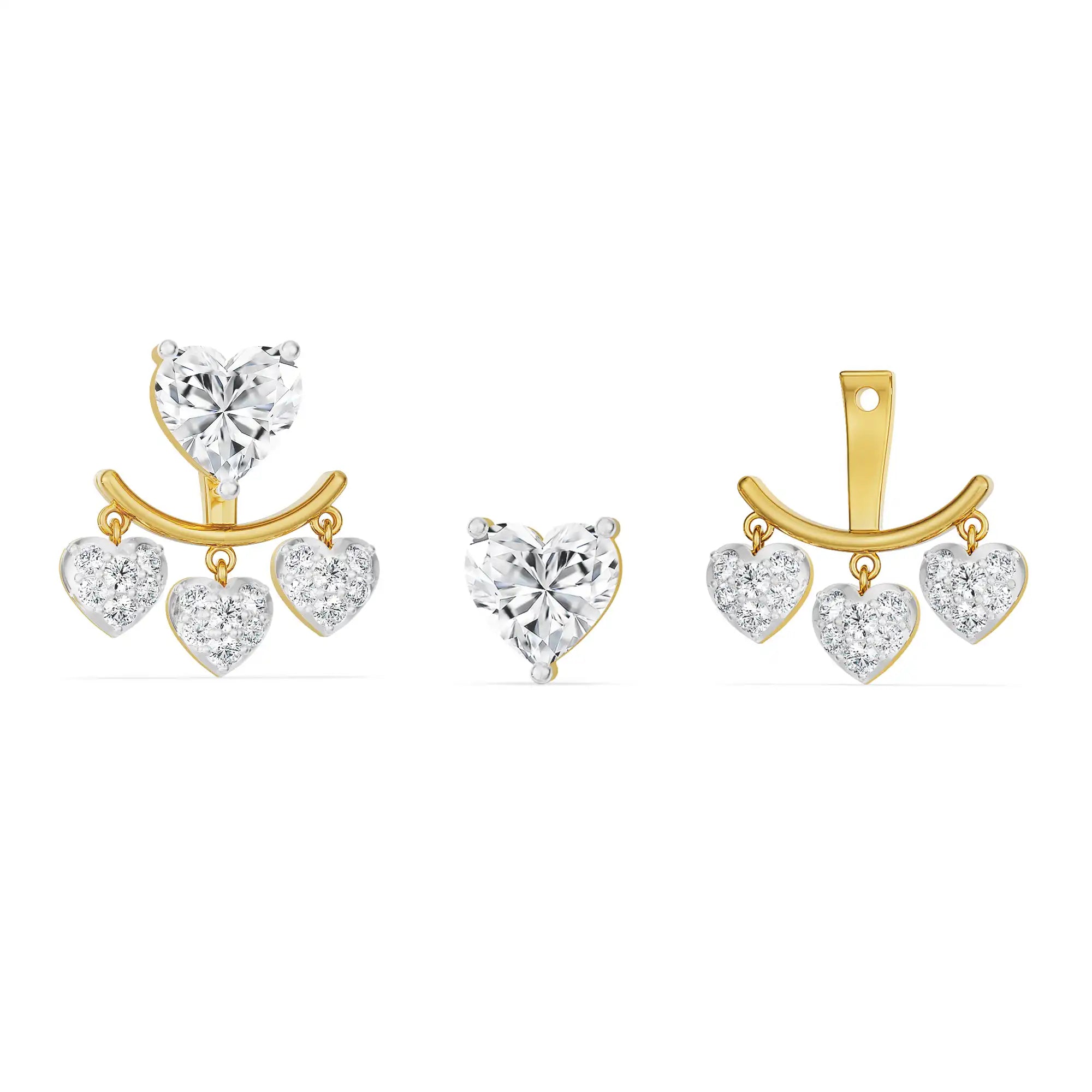 Heart Drop Lab Grown Diamond Earrings - Front view