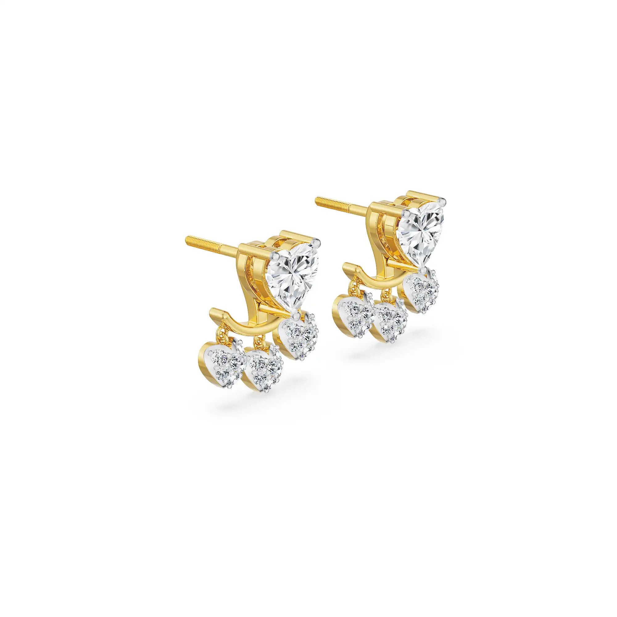 Heart Drop Lab Grown Diamond Earrings - Side view