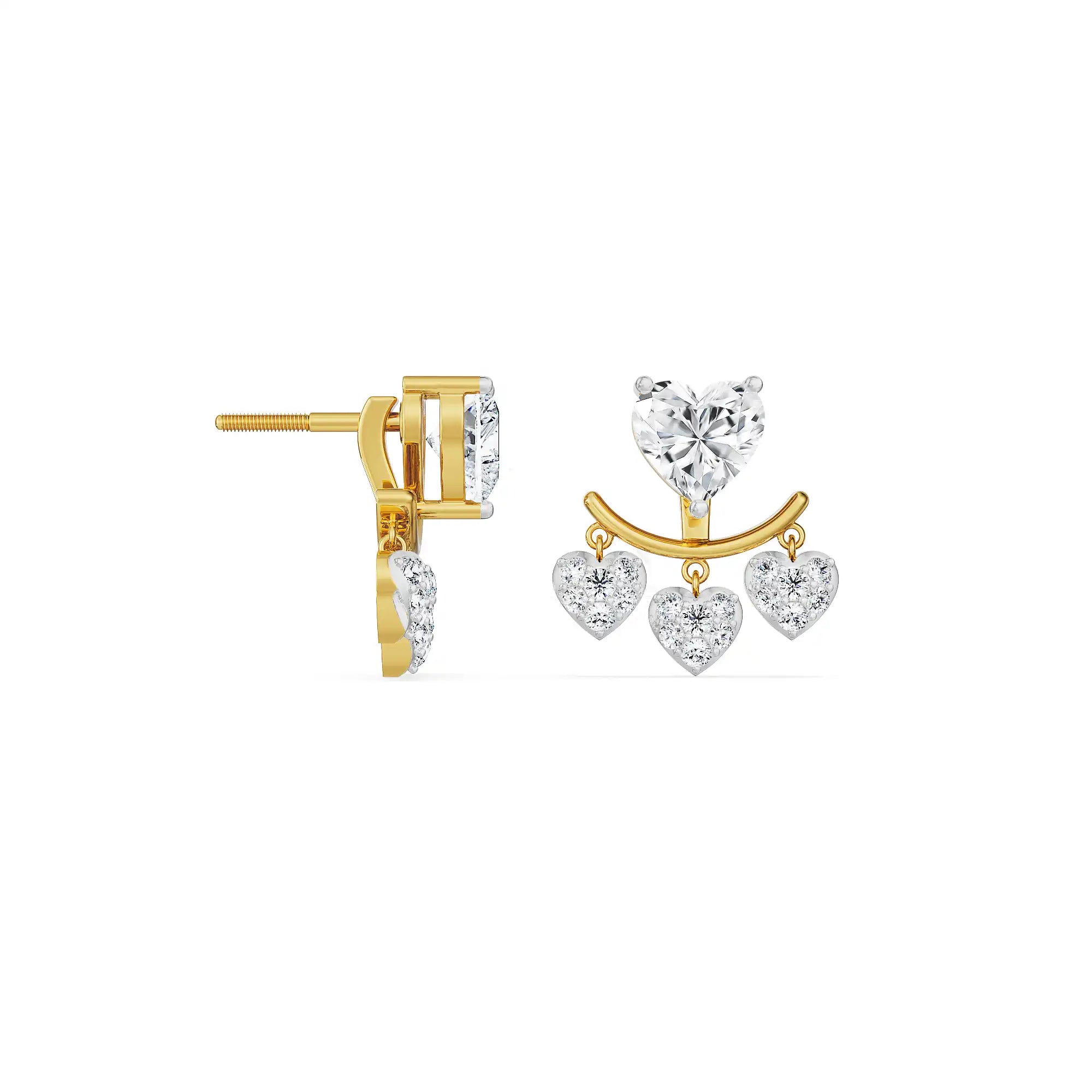 Heart Drop Lab Grown Diamond Earrings - Prospective view
