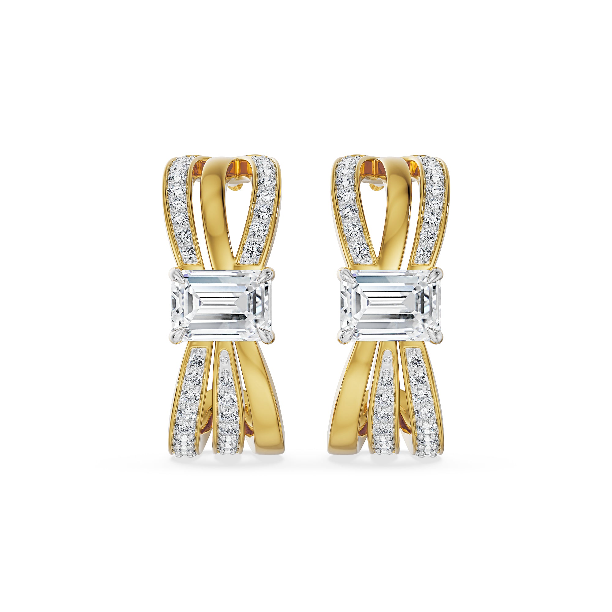 Ribbon Lab Grown Diamond Hoop Earrings - front view