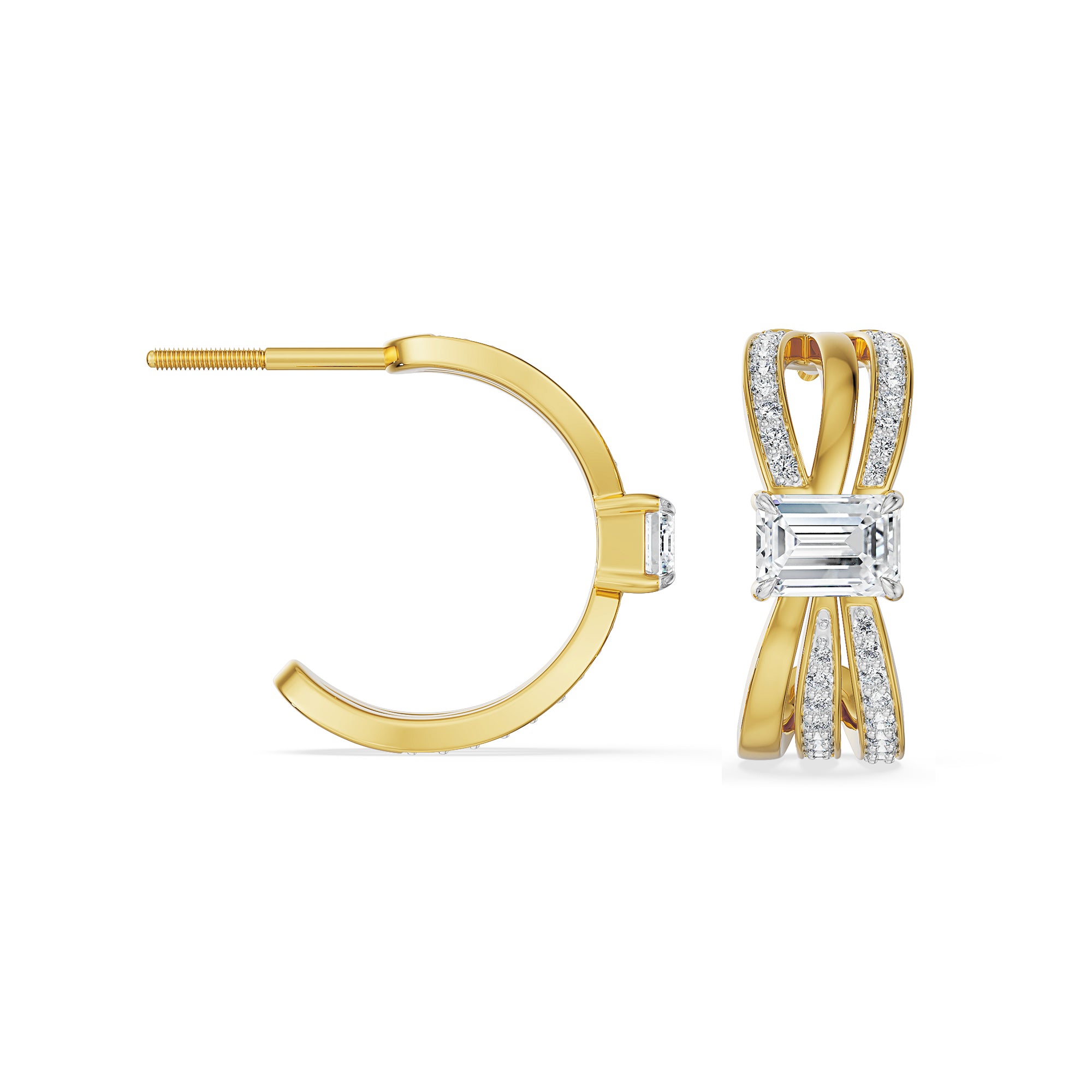 Ribbon Lab Grown Diamond Hoop Earrings - perspective view