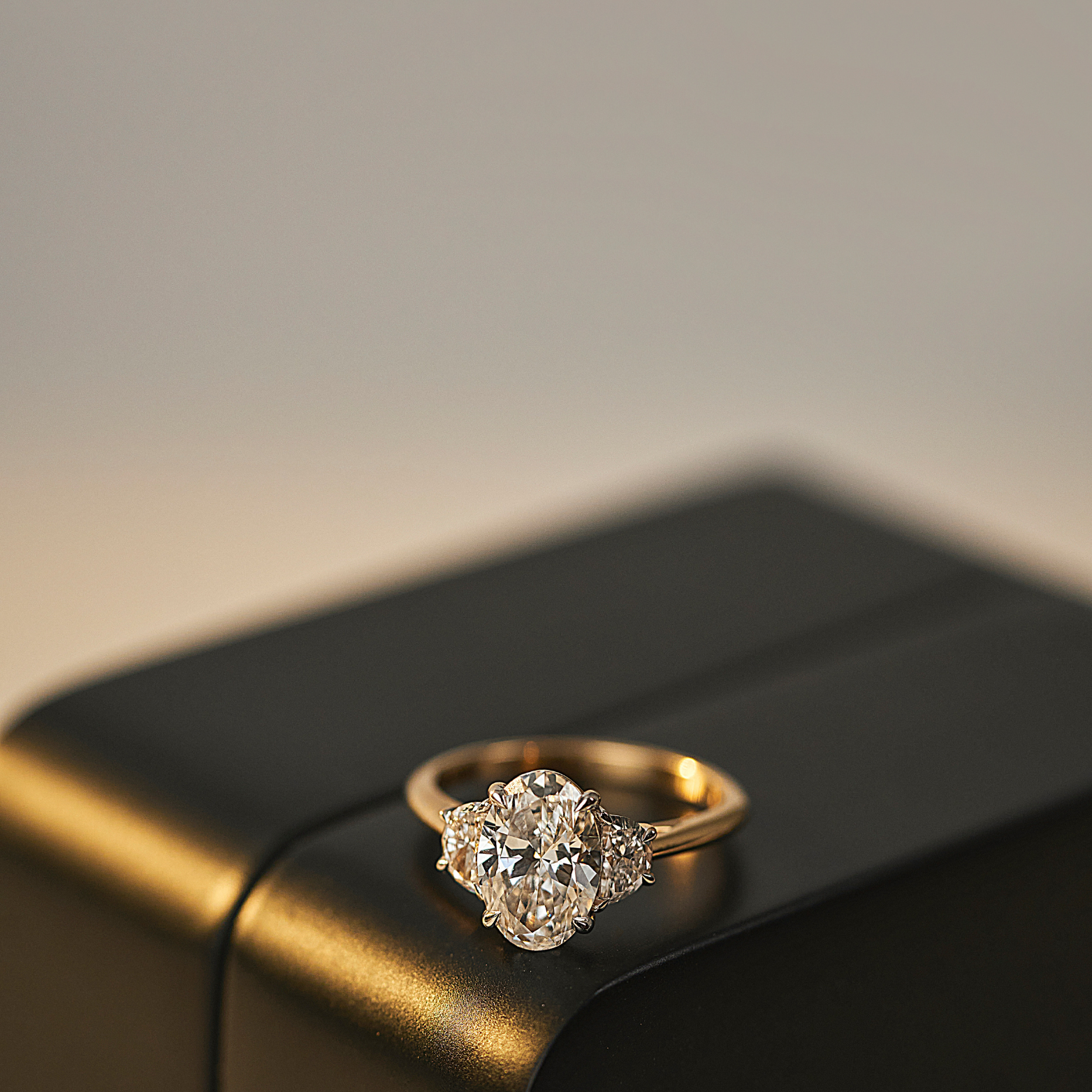 Half Moon Accent Lab Grown Diamond Ring