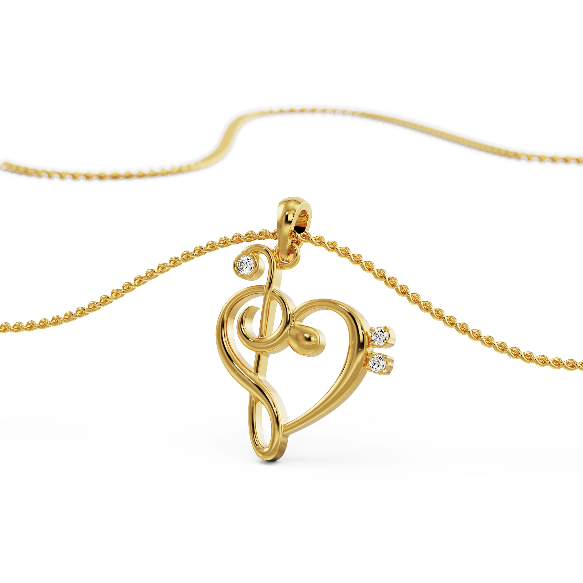 Heart Beat Diamond Pendant Side view