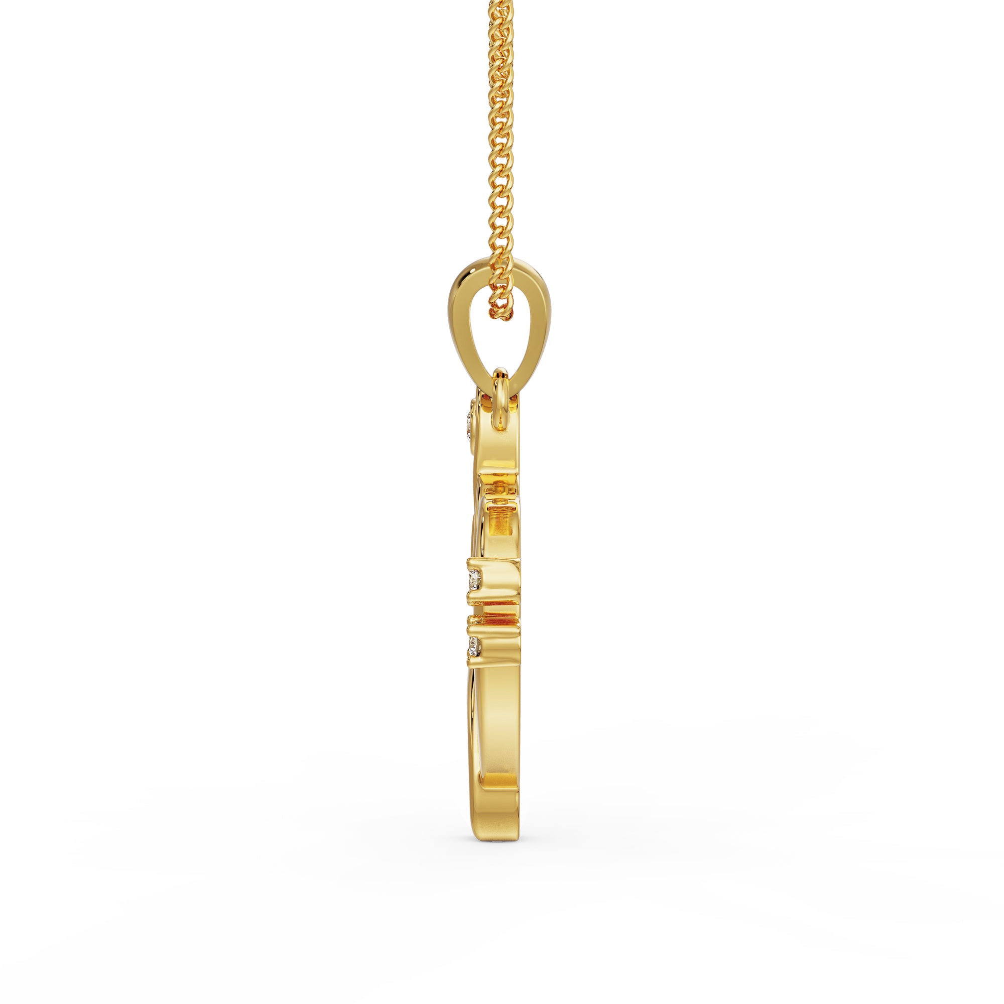 Heart Beat Diamond Pendant Side view