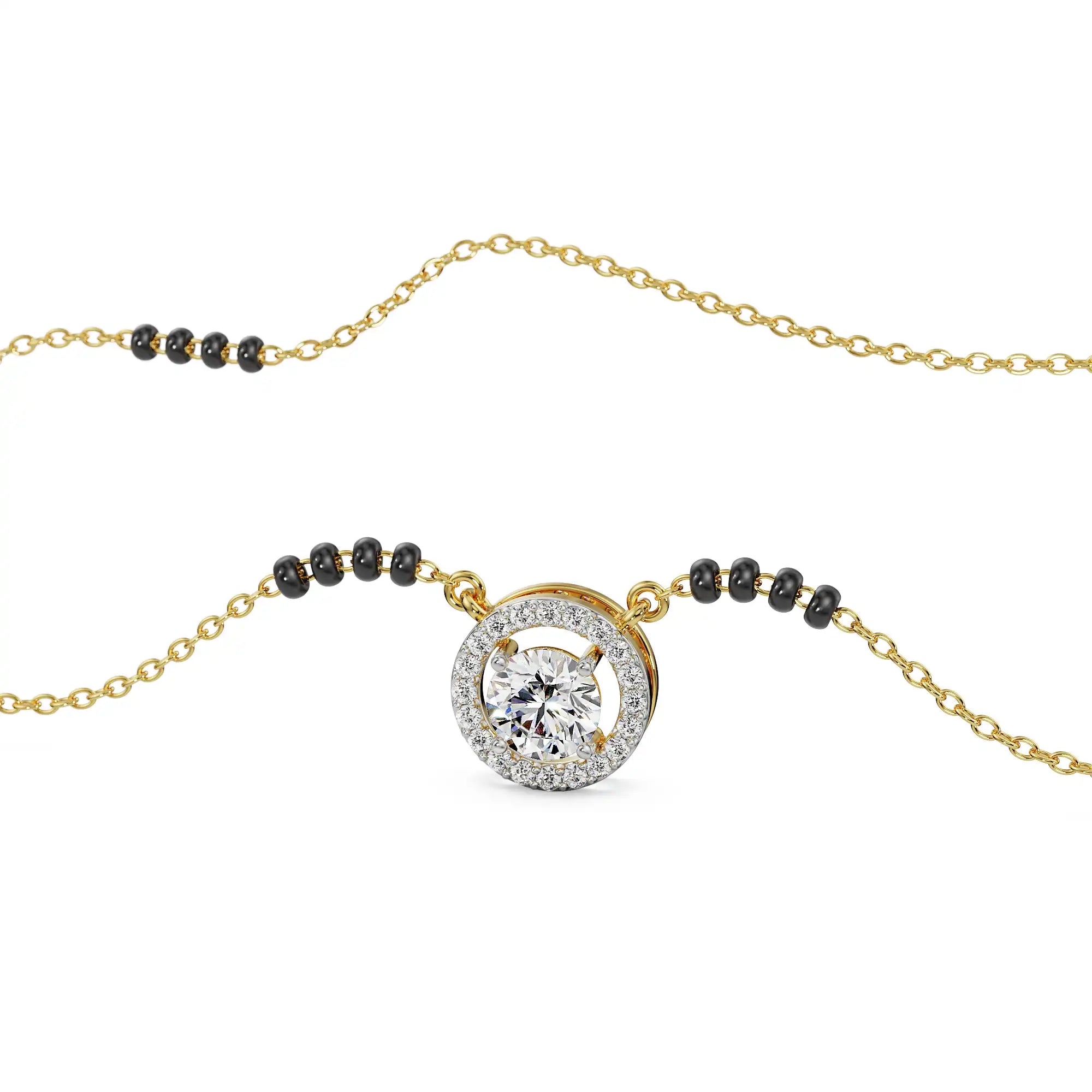 0.5 CT Halo Diamond Mangalsutra Prospective View