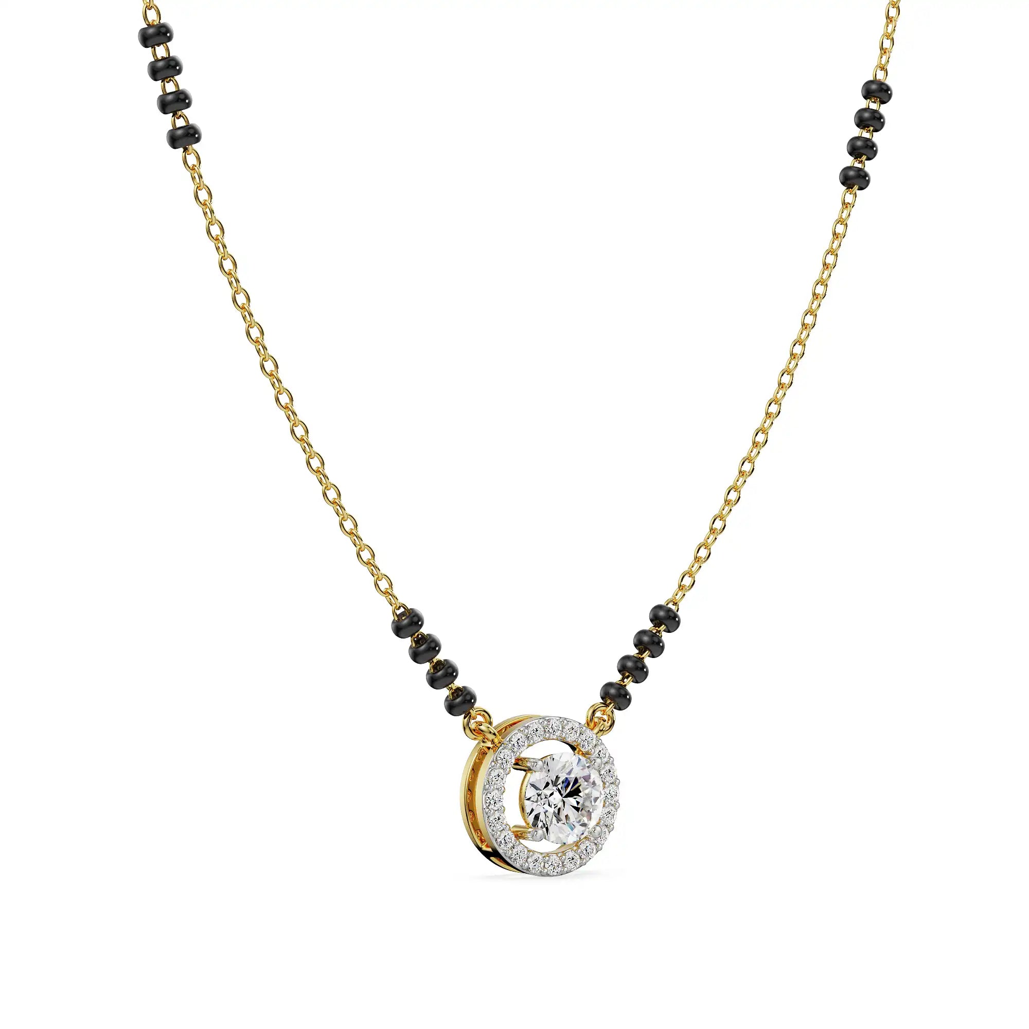 0.5 CT Halo Diamond Mangalsutra Side View