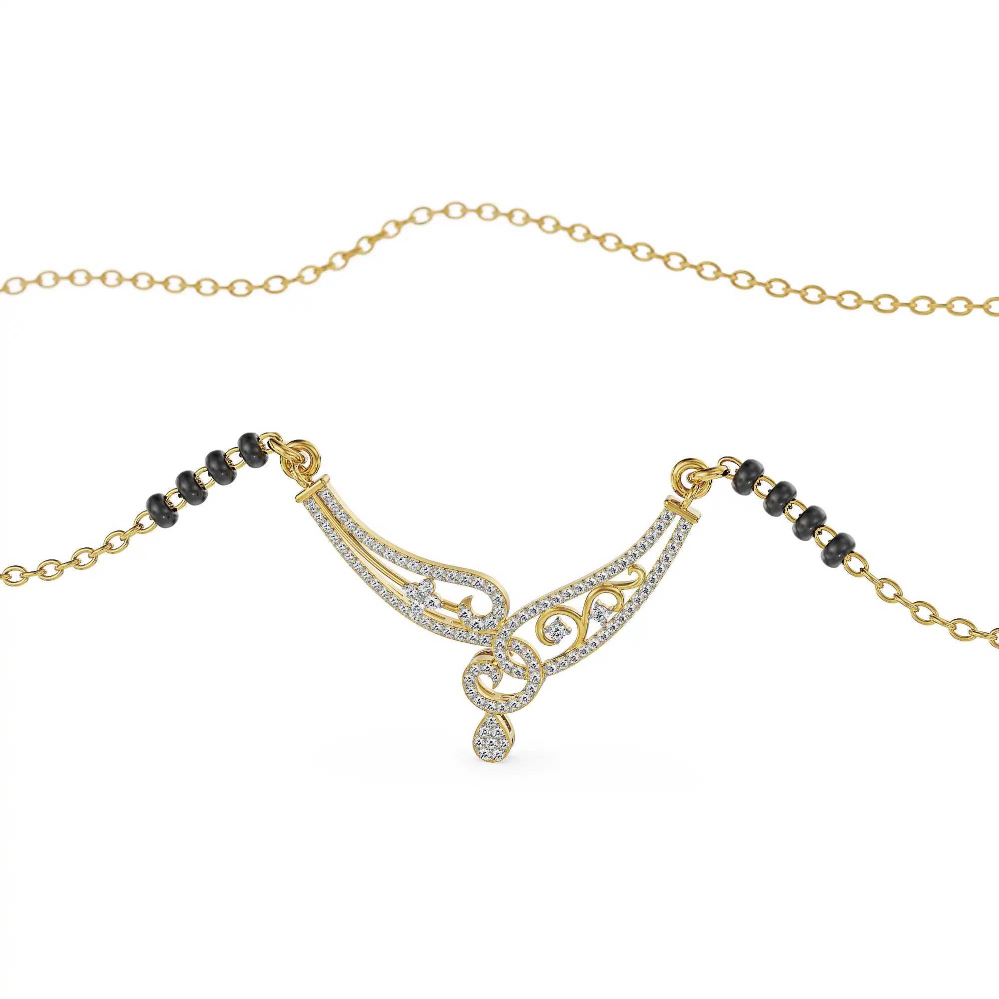 Aranya Floral Lab Grown Diamond Mangalsutra - perspective view