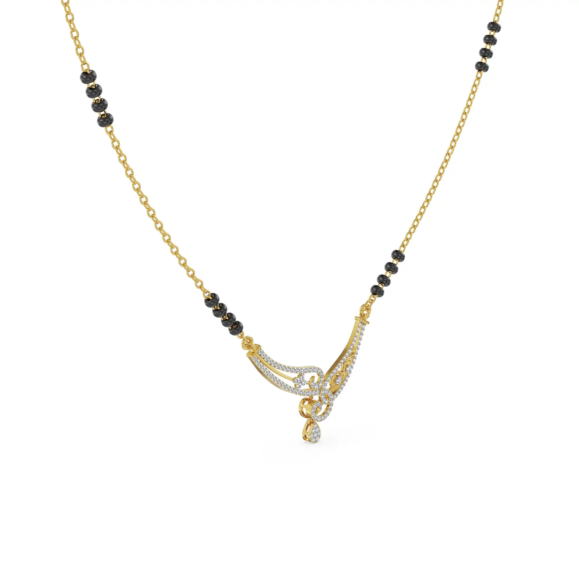 Aranya Floral Lab Grown Diamond Mangalsutra - side view