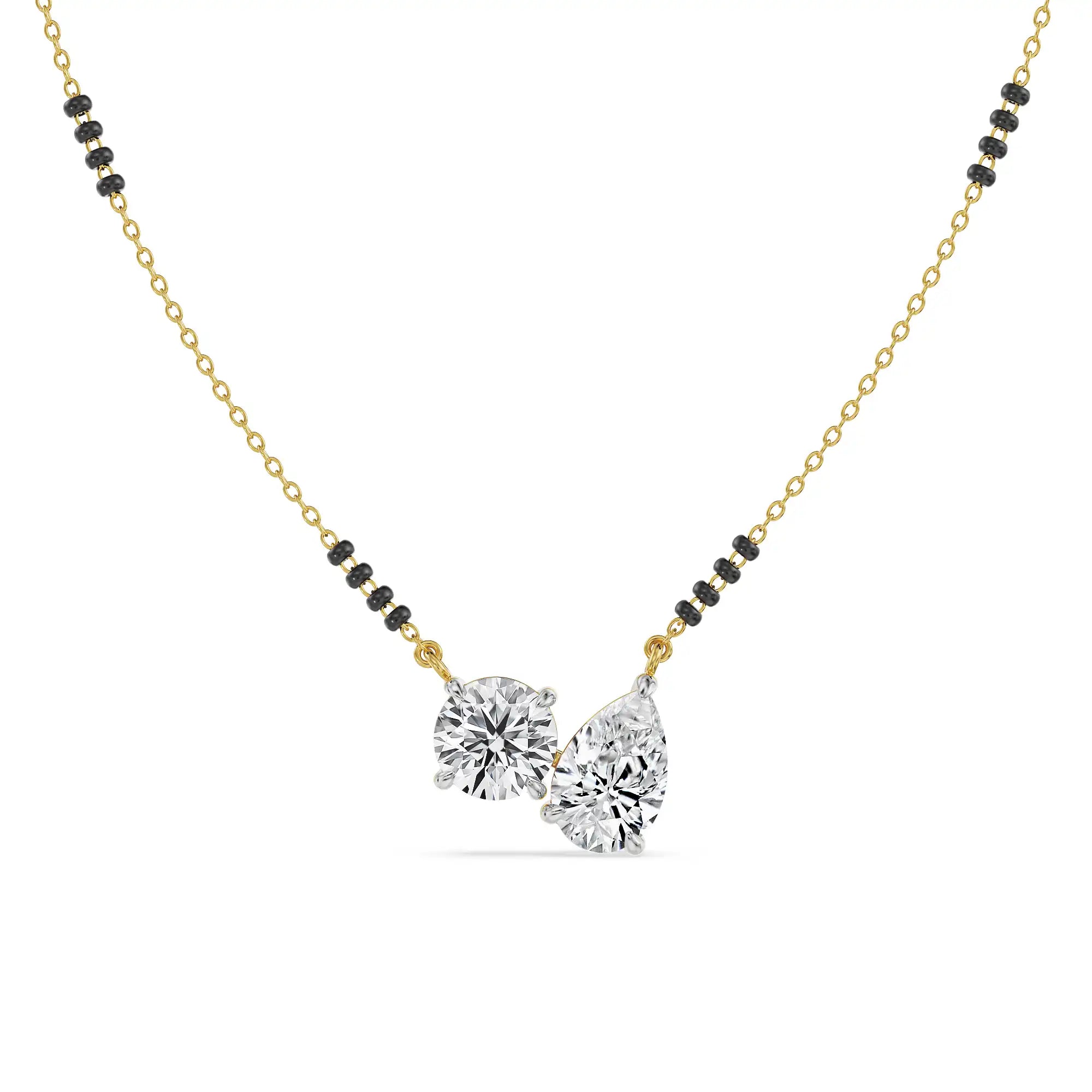 Toi et Moi Minimalist Mangalsutra - perspective view