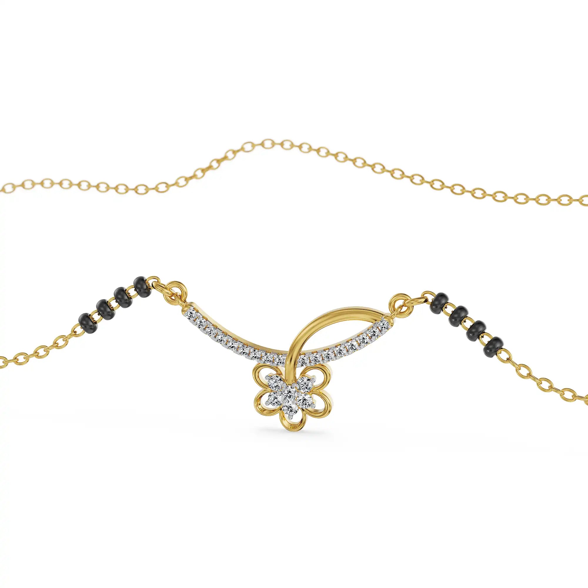 Flora Bloom Lab Grown Diamond Mangalsutra - perspective view