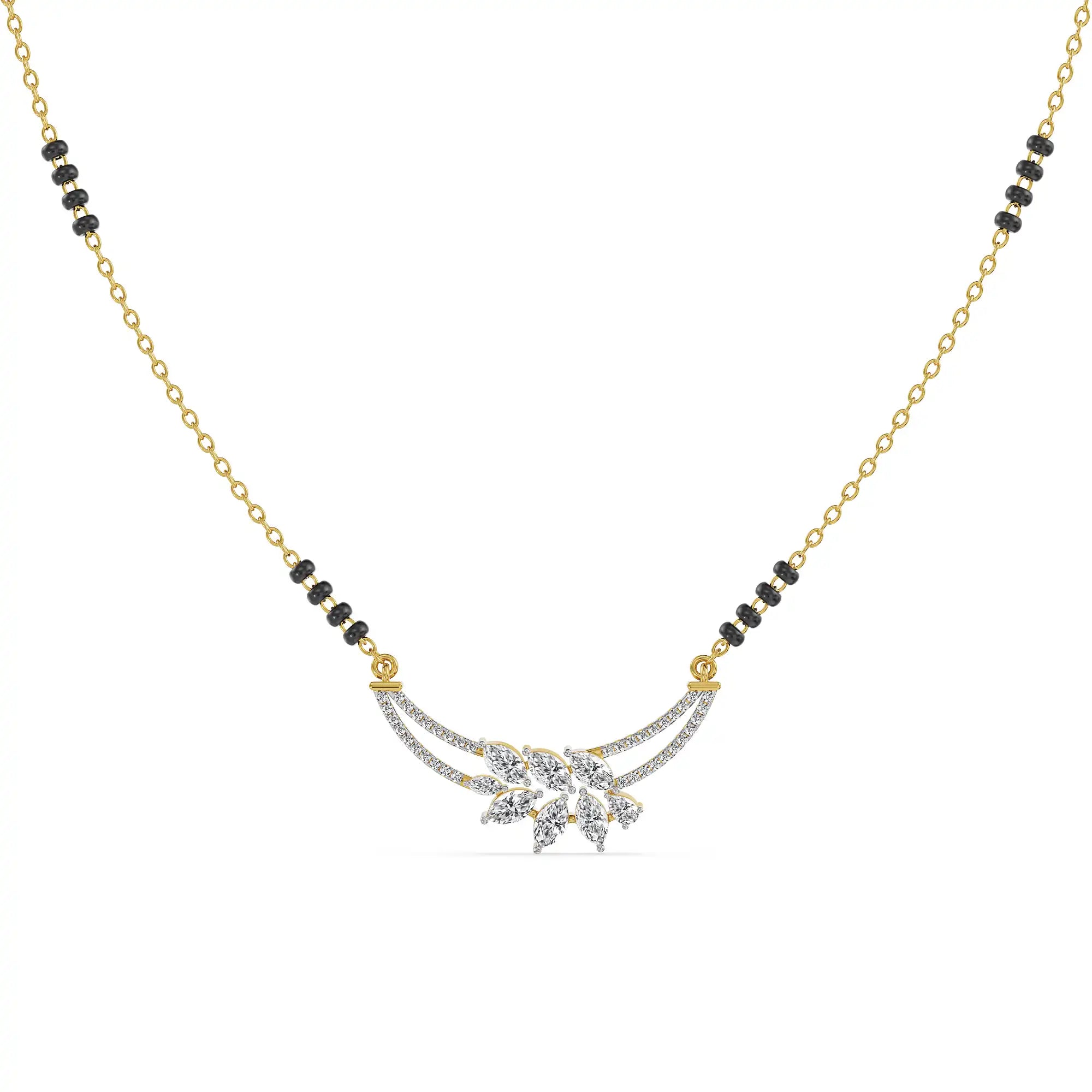 Ethereal Leaf Lab Grown Diamond Mangalsutra - perspective view