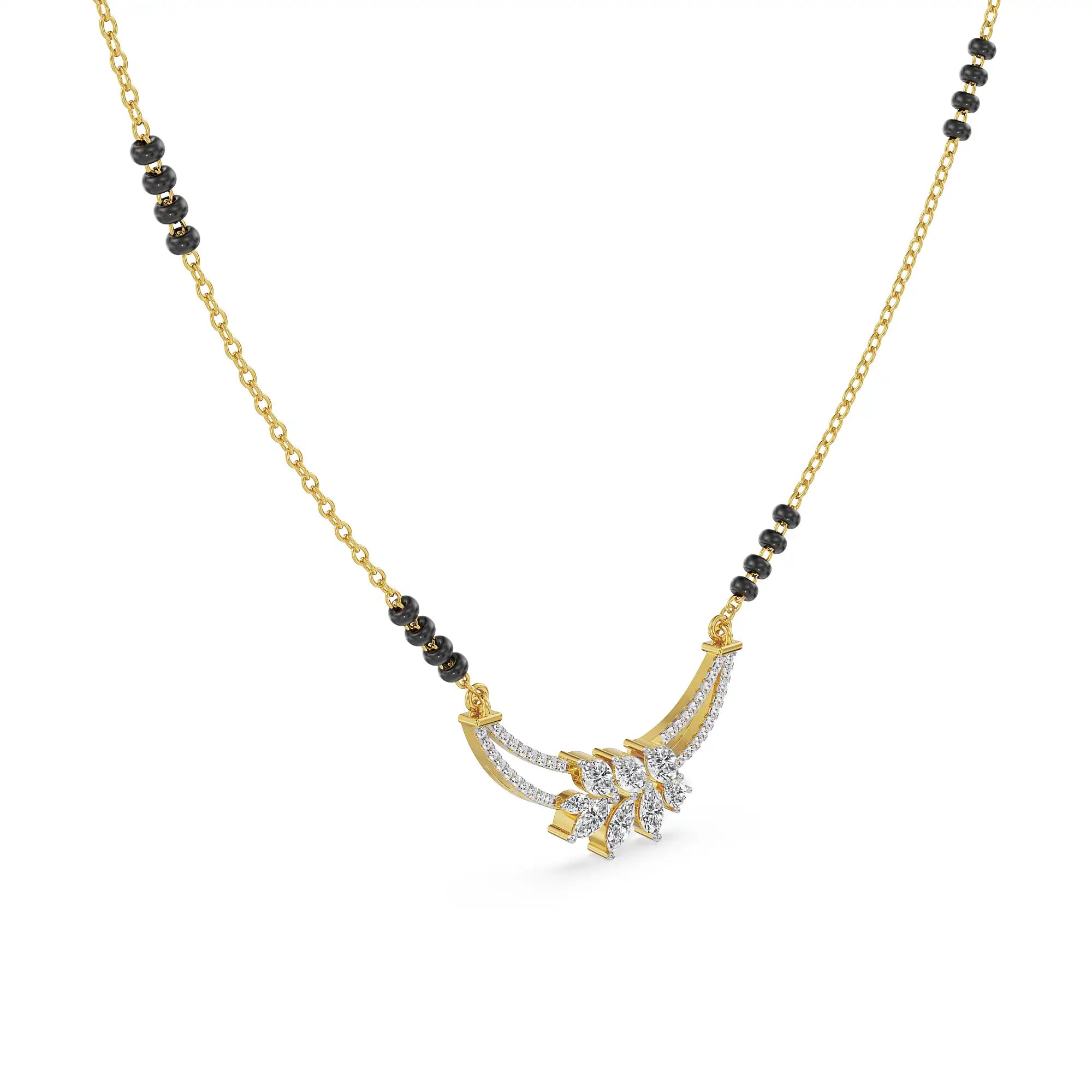 Ethereal Leaf Lab Grown Diamond Mangalsutra - side view