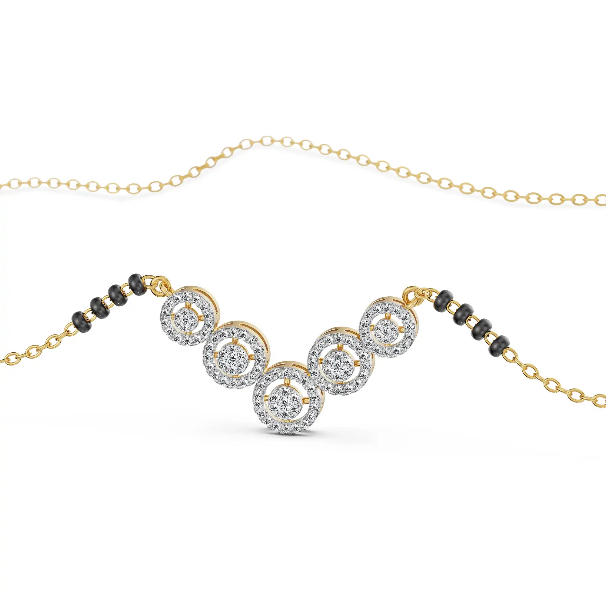 Fivefold Halo Lab Grown Diamond Mangalsutra - front view