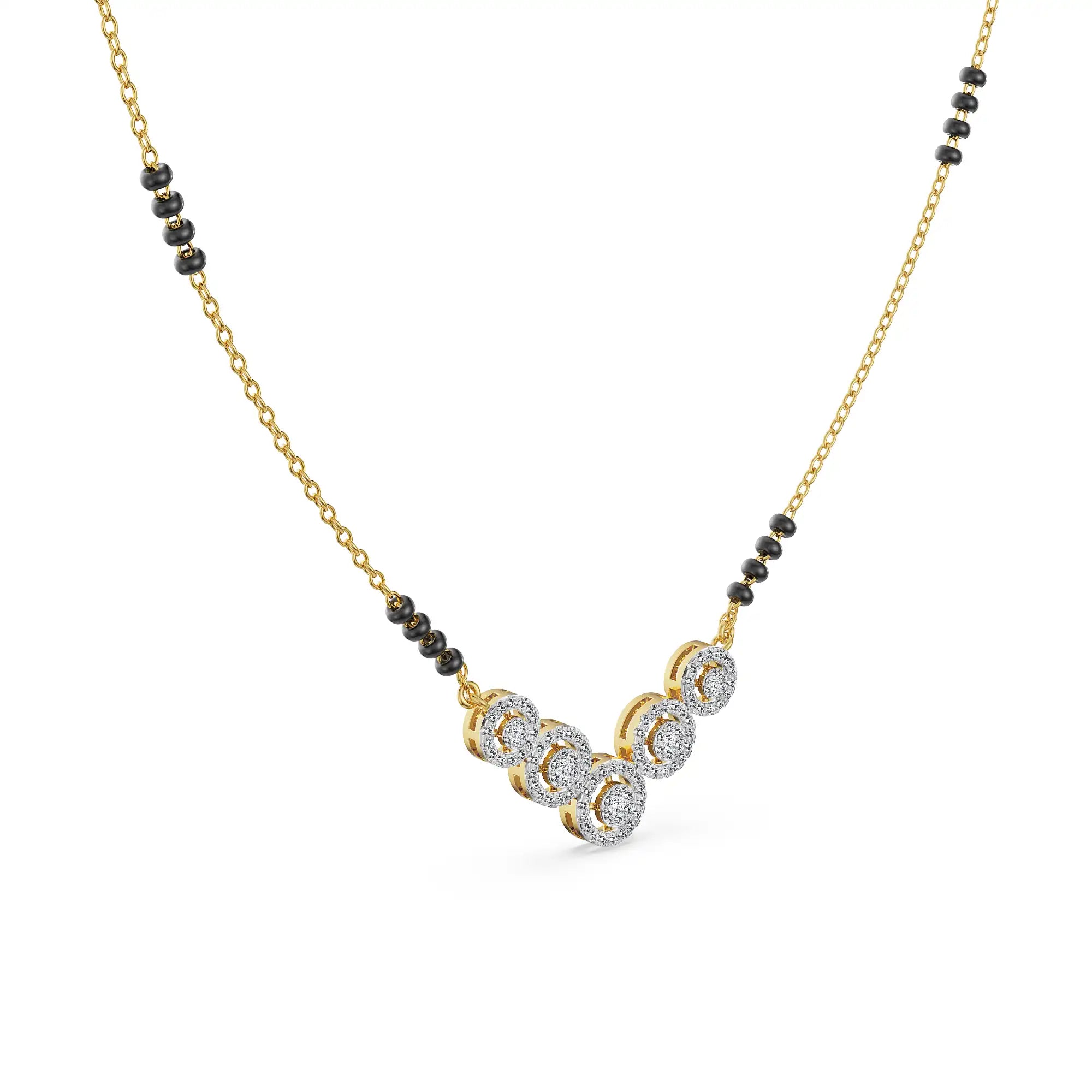 Fivefold Halo Lab Grown Diamond Mangalsutra - side view