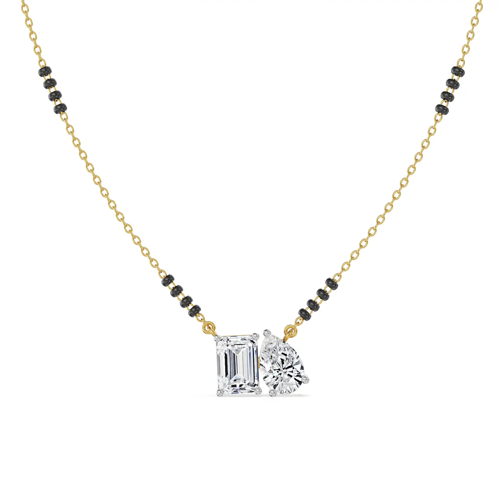 Twinflame Lab Grown Diamond Mangalsutra - front view in 9KT