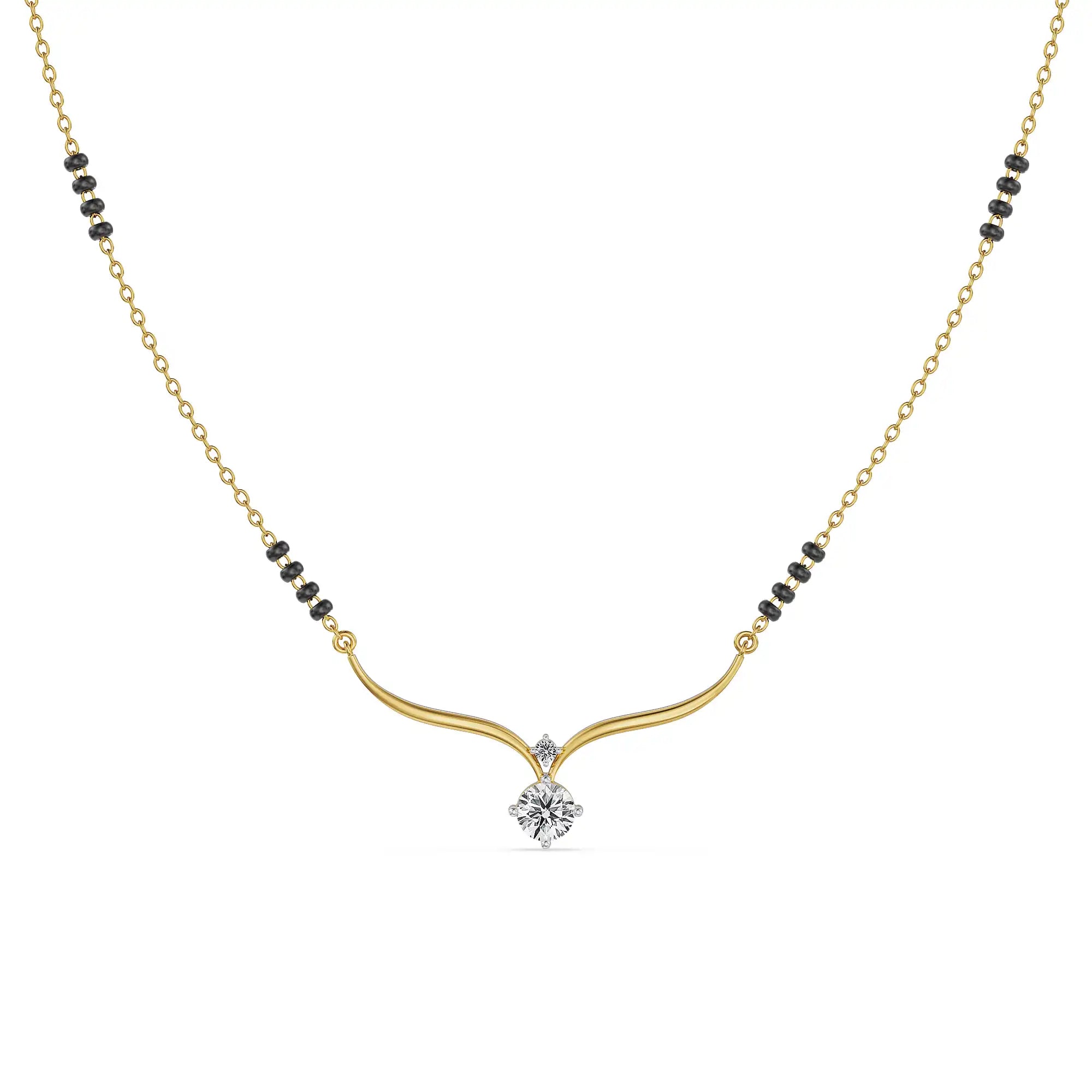 Bandhan Lab Grown Diamond Mangalsutra - front view in 9KT