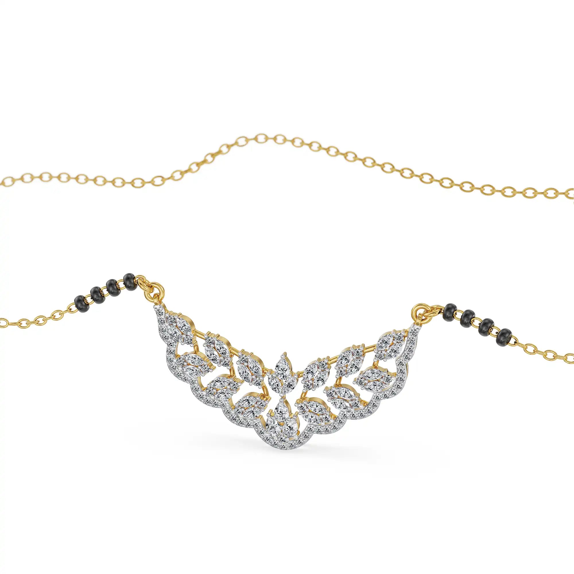 Lotus Radiance Lab Grown Diamond Mangalsutra - front view