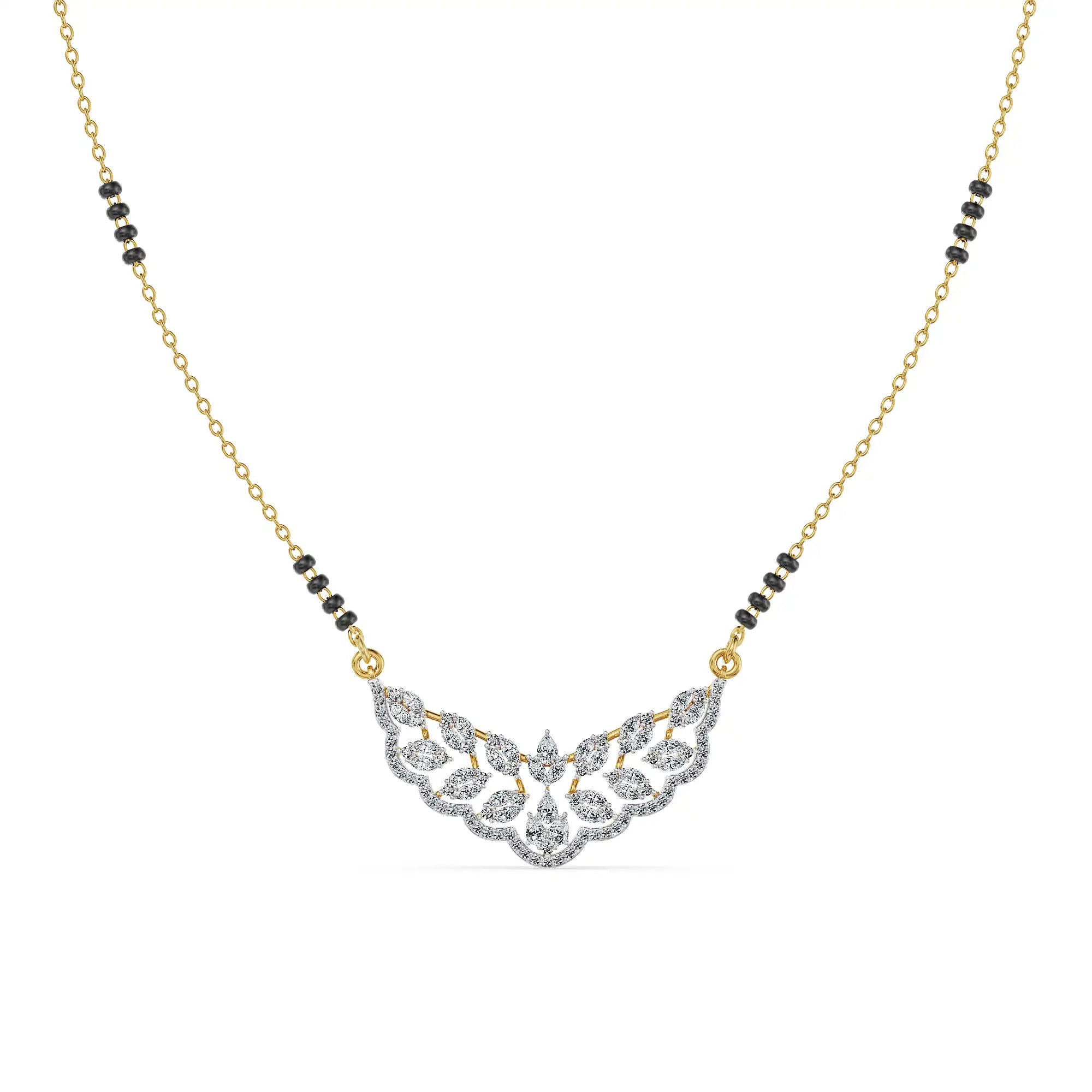 Lotus Radiance Lab Grown Diamond Mangalsutra - perspective view