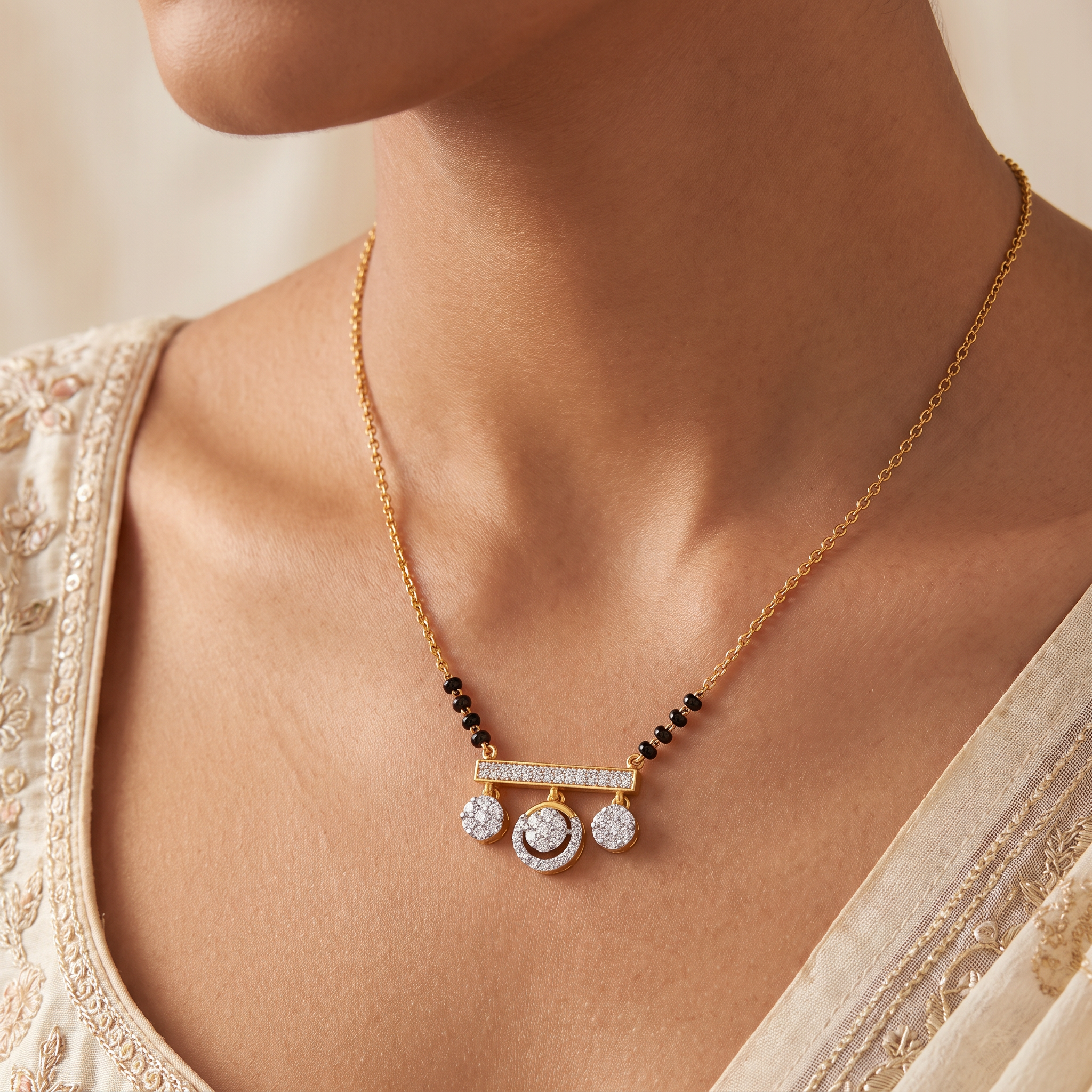 Floral Cluster Lab Grown Diamond Mangalsutra